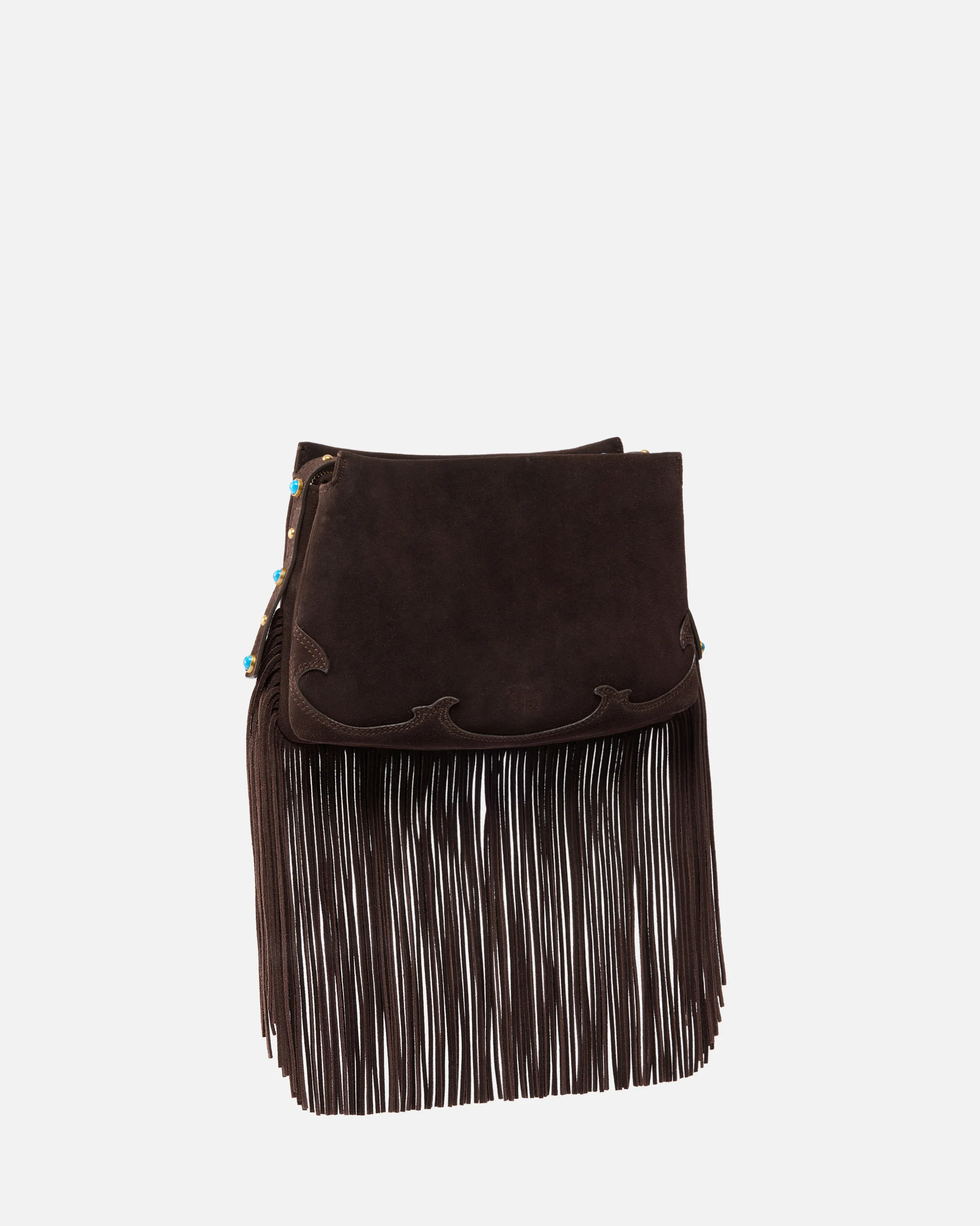 One, Two, Three Bag small crossbody bag in suede with fringes - Image 2