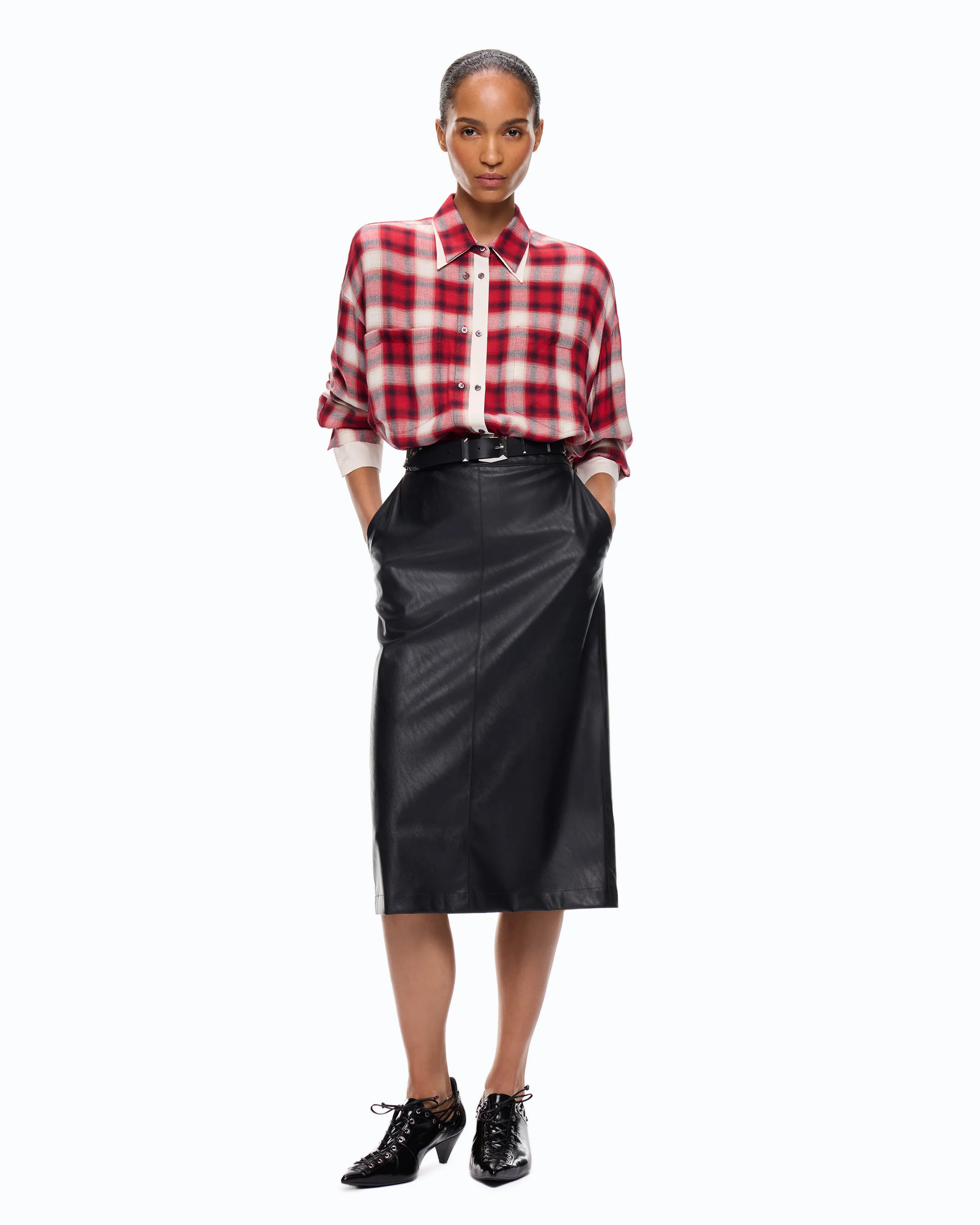 Oversized shirt with check pattern - Image 2