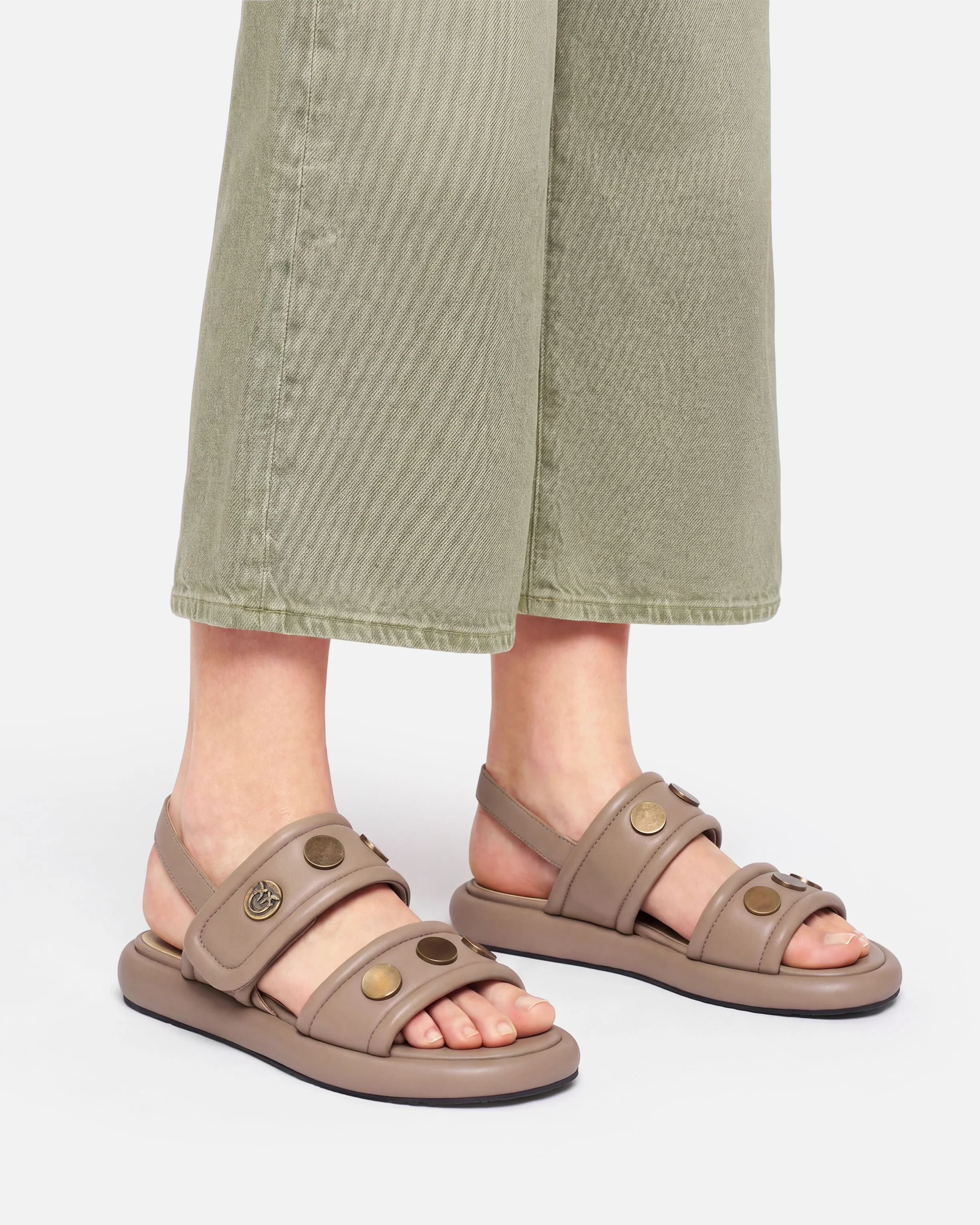 Padded nappa leather sandals with metallic details - Image 10