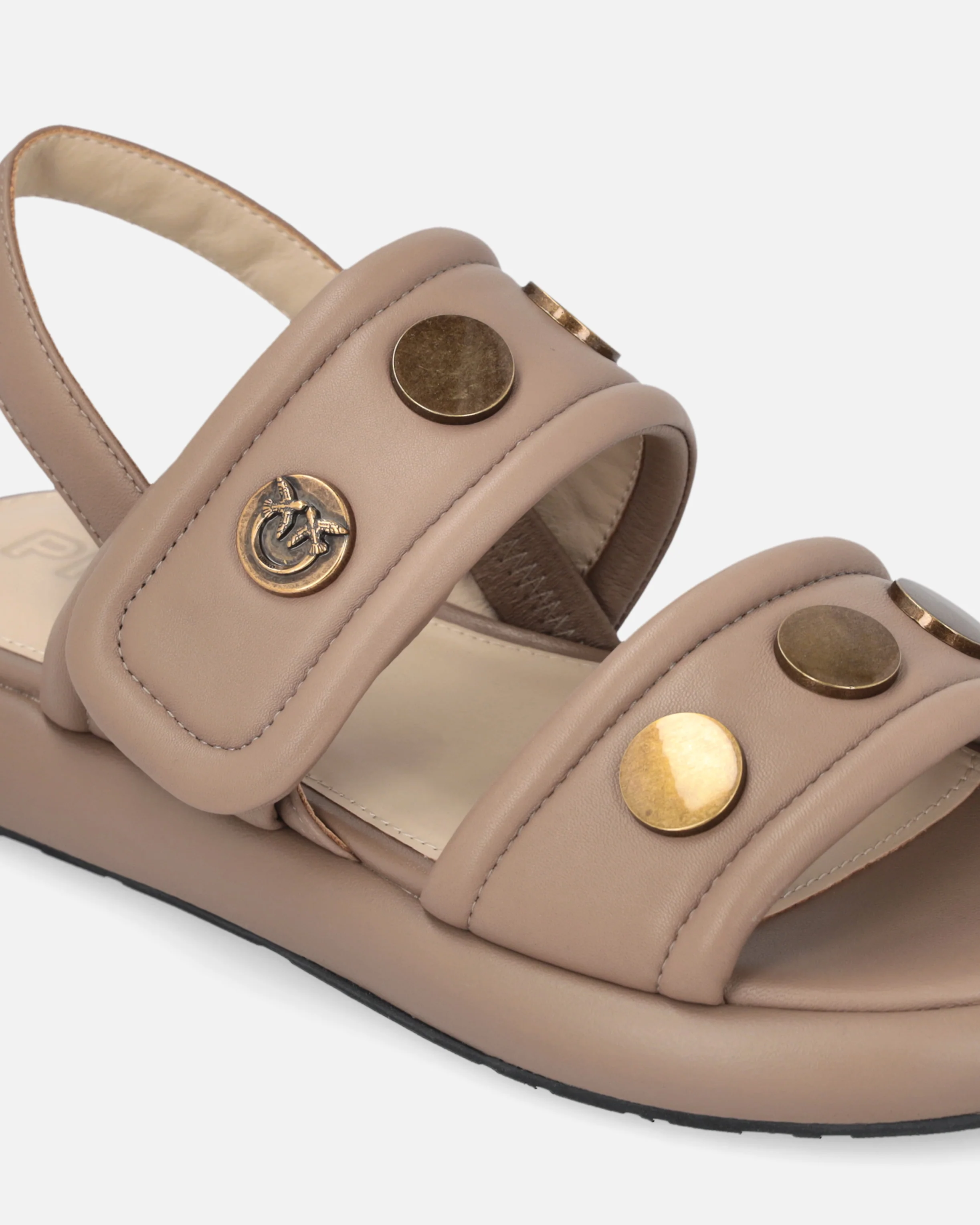 Padded nappa leather sandals with metallic details - Image 4