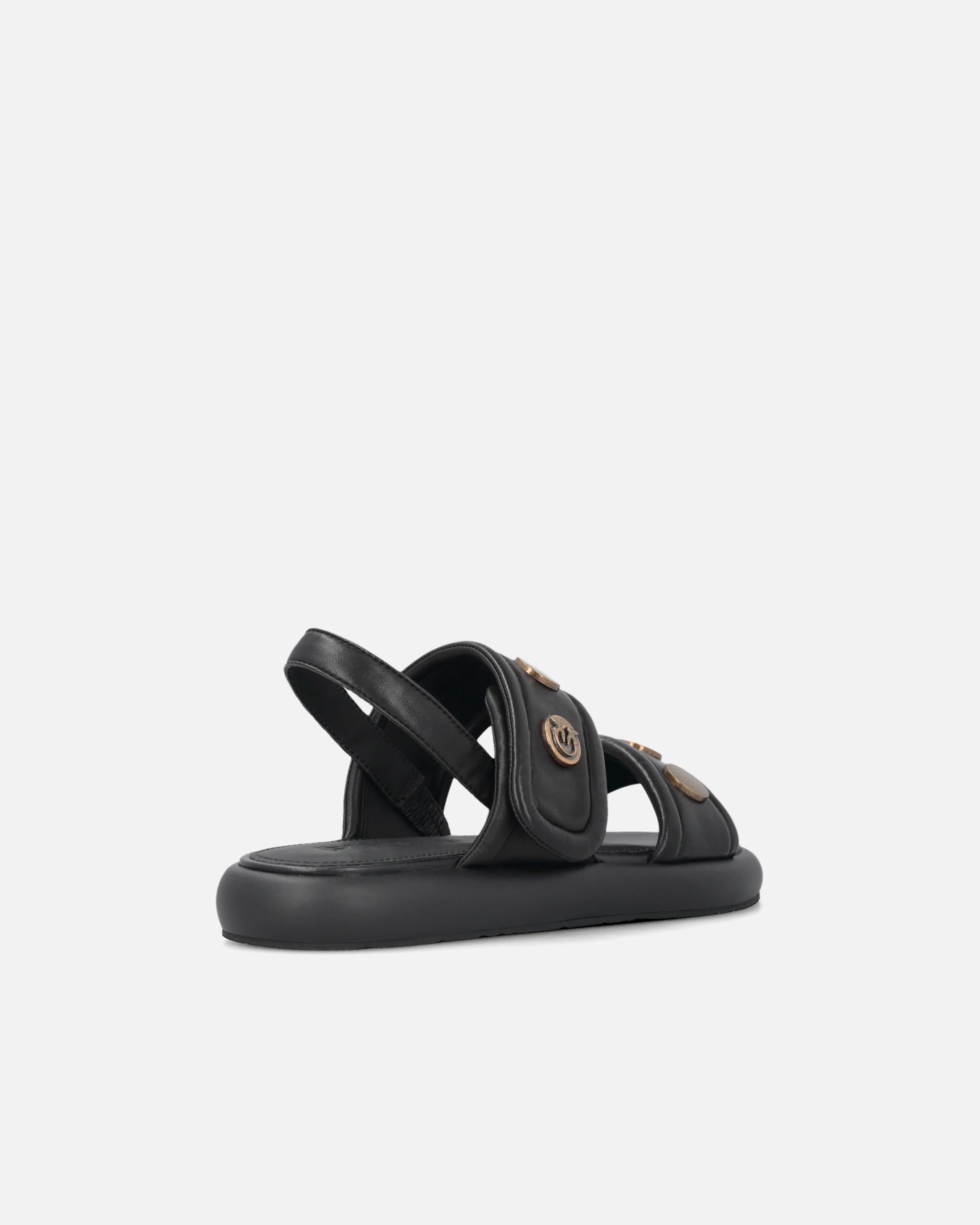 Padded nappa leather sandals with metallic details - Image 3