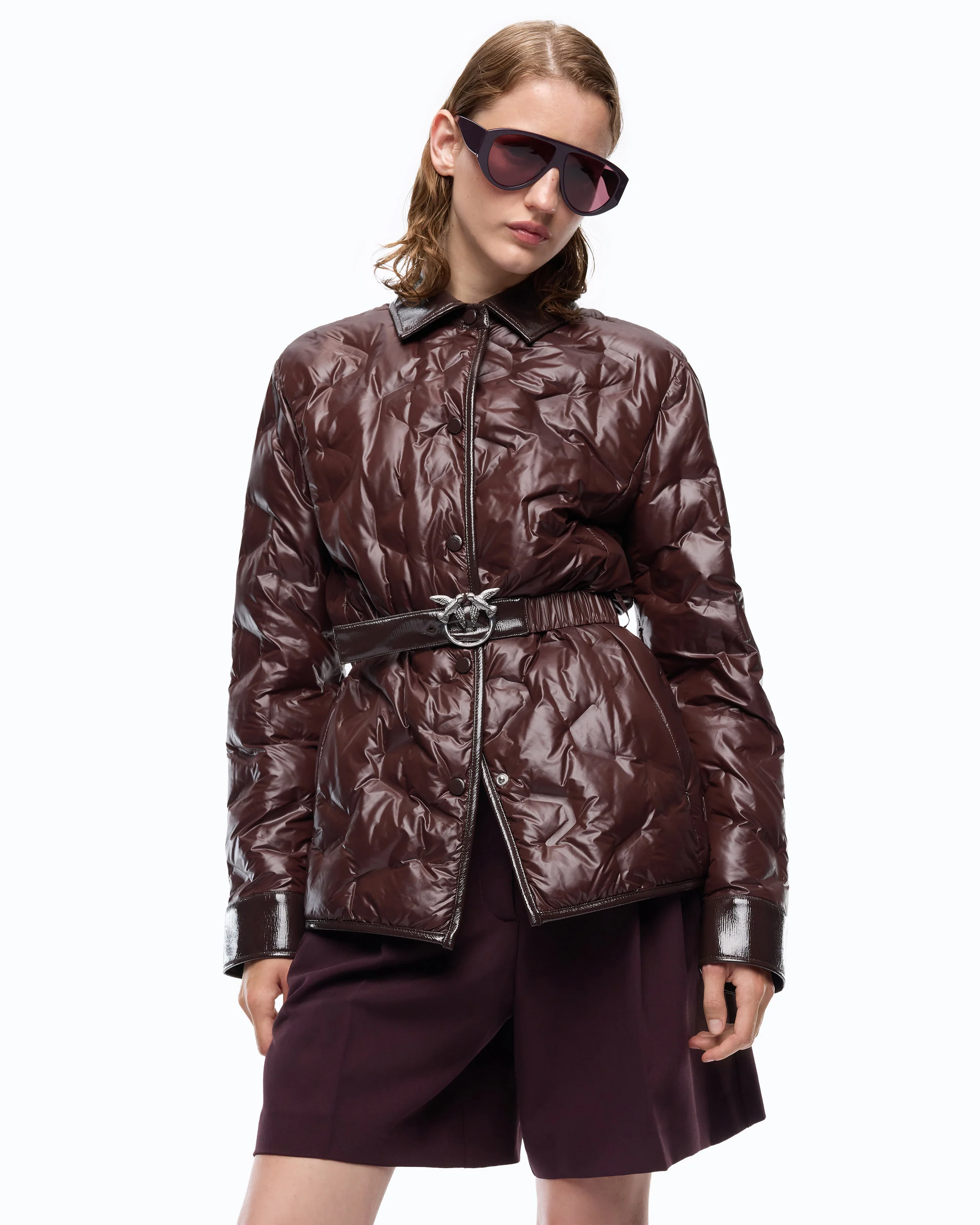 Padded shacket in semi-glossy canvas - Image 2