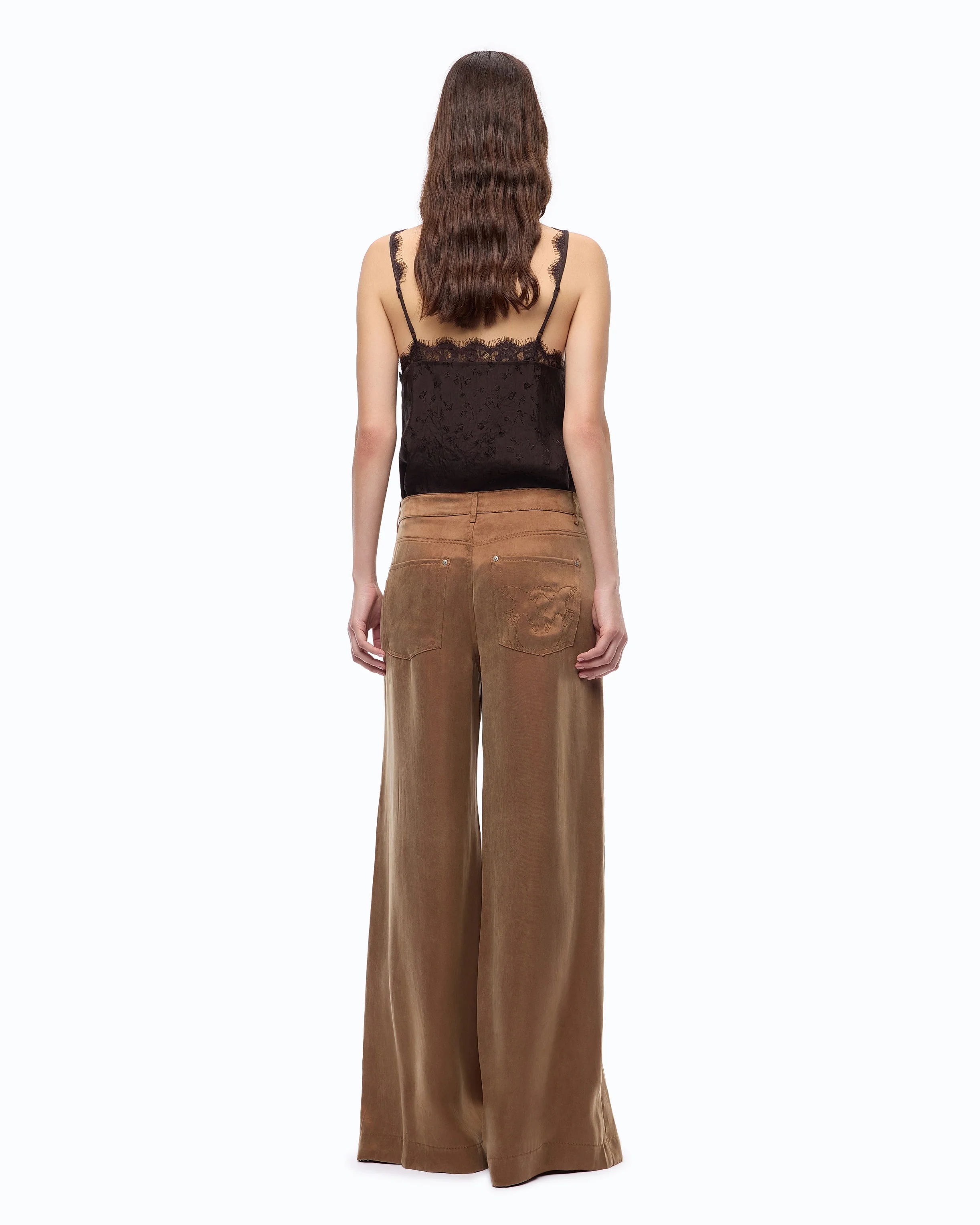 Palazzo trousers in peachskin-feel twill - Image 4