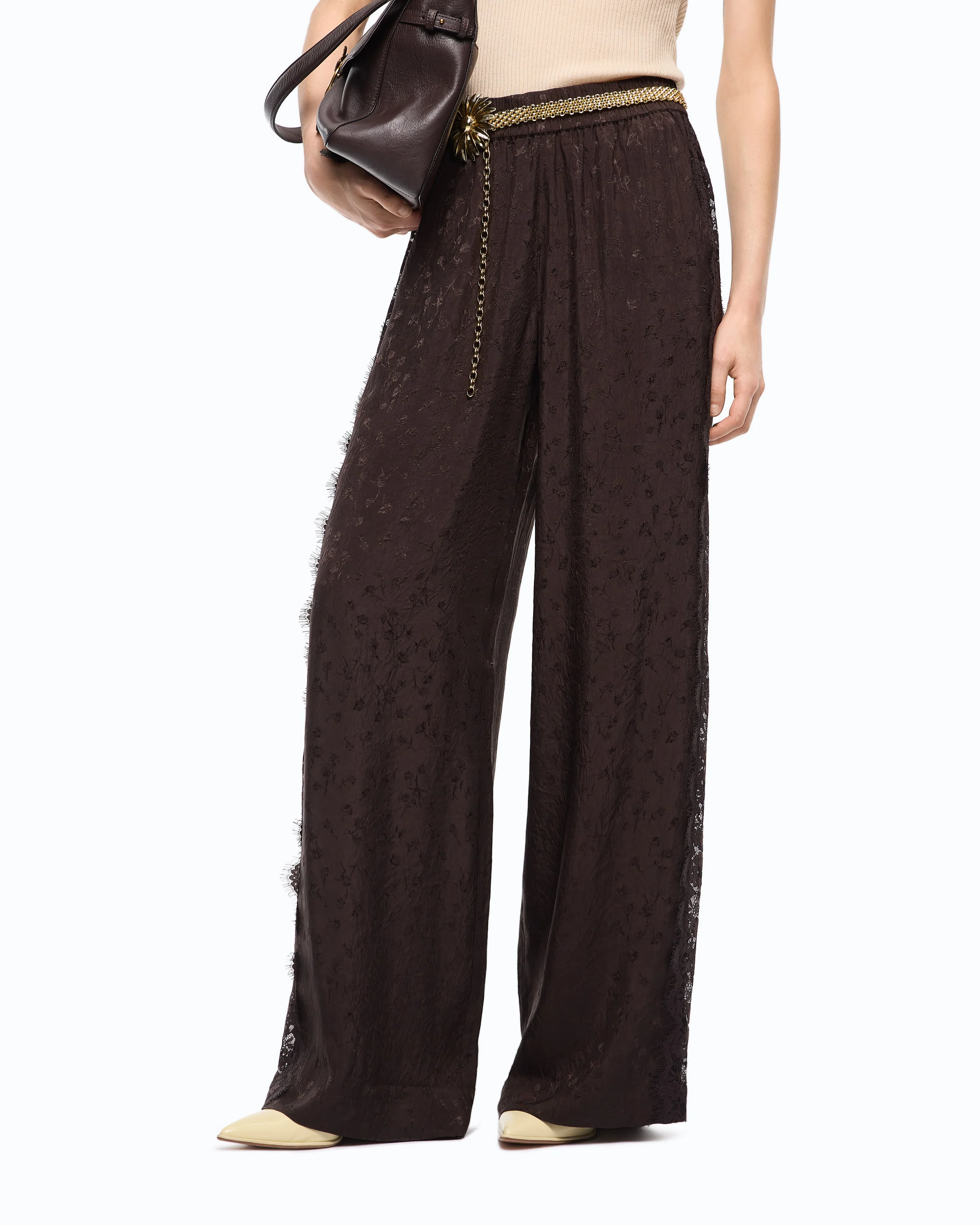 Palazzo trousers with floral motif and lace trim - Image 2