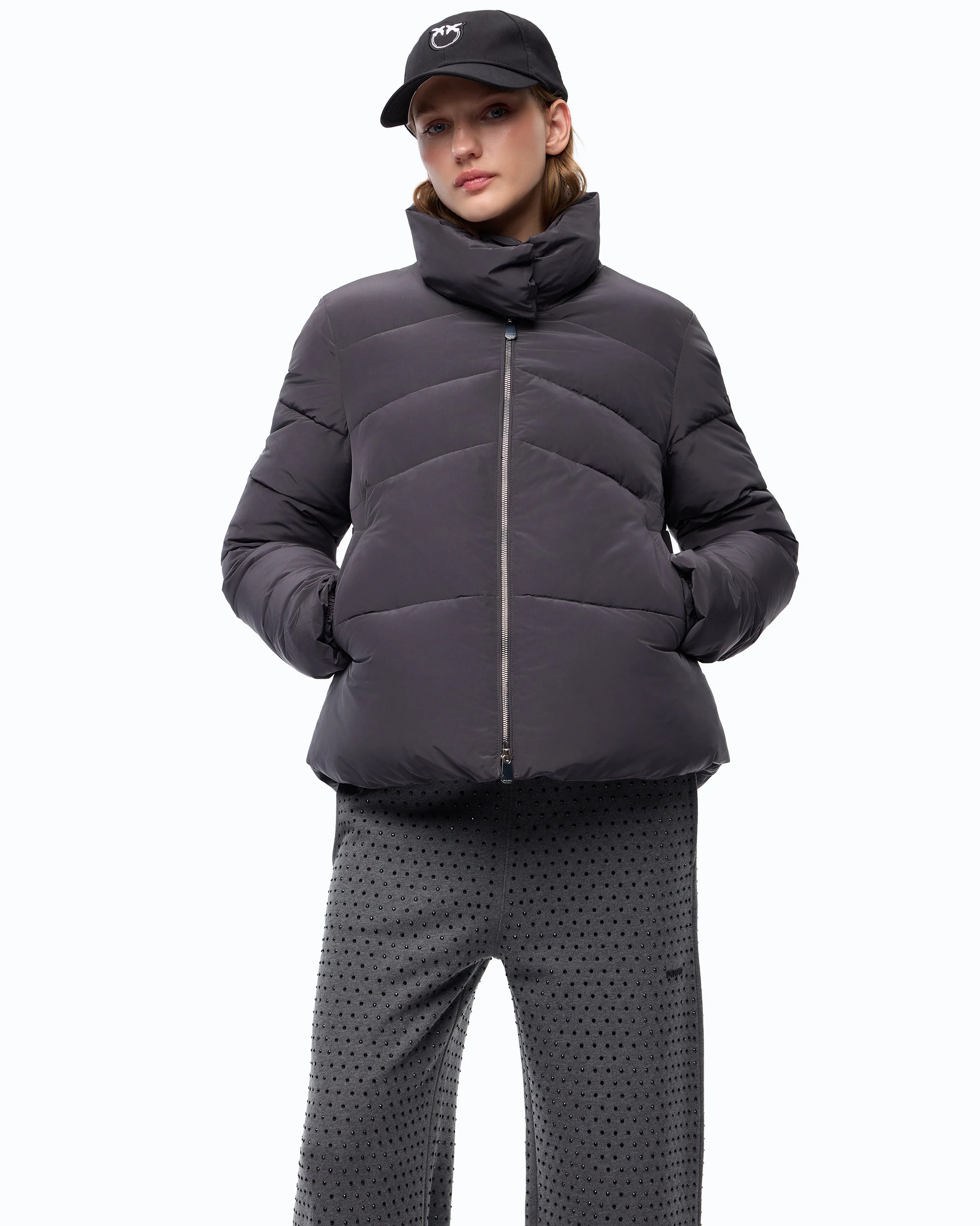 Pea coat in water-repellent technical canvas