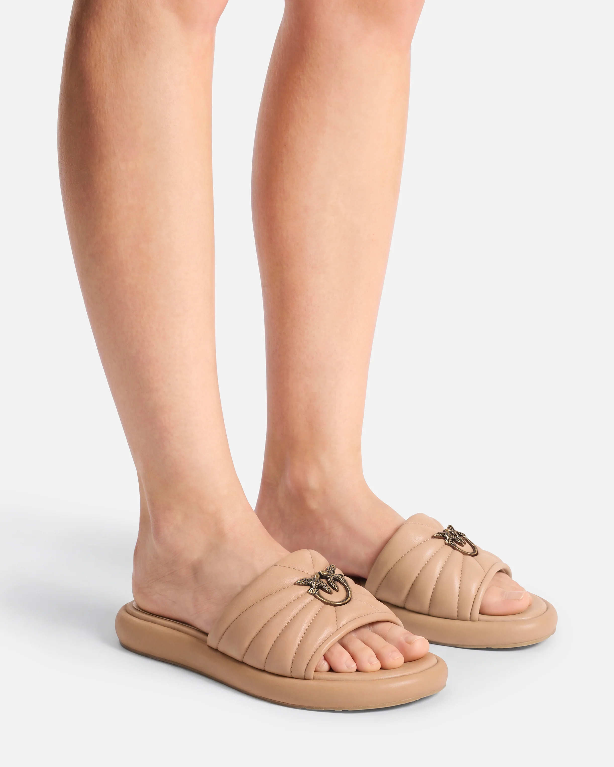 Perforated nappa leather slip-on sandals with Love Birds logo - Image 10
