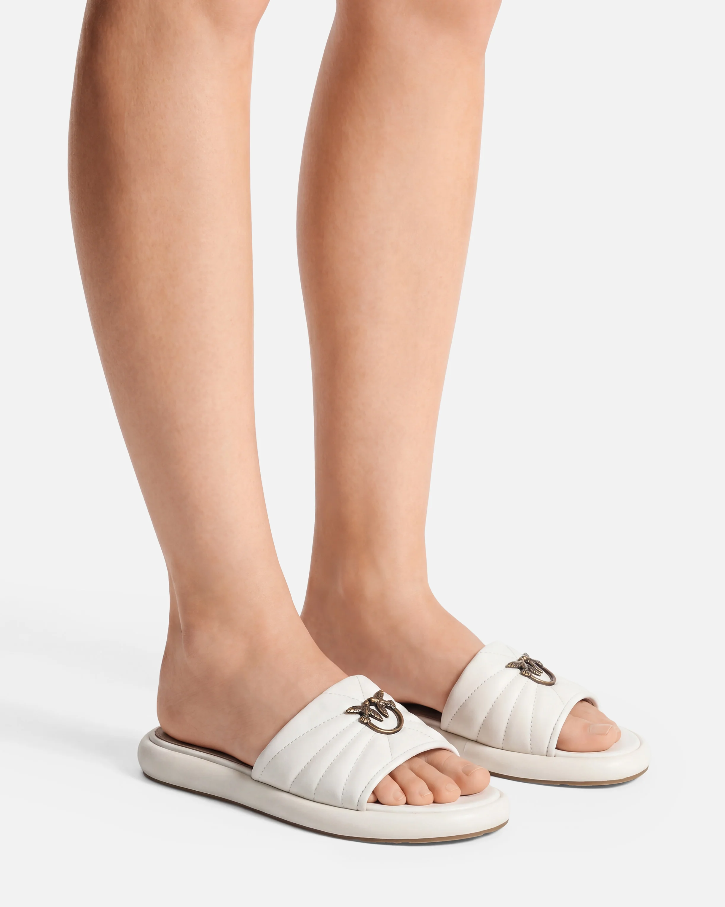 Perforated nappa leather slip-on sandals with Love Birds logo - Image 10