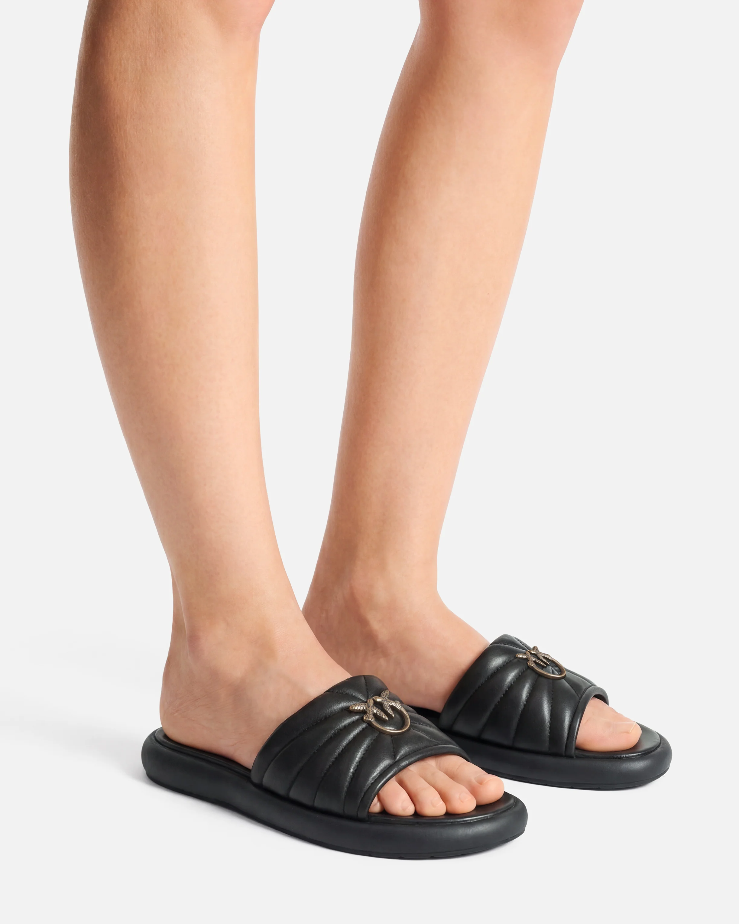 Perforated nappa leather slip-on sandals with Love Birds logo - Image 10