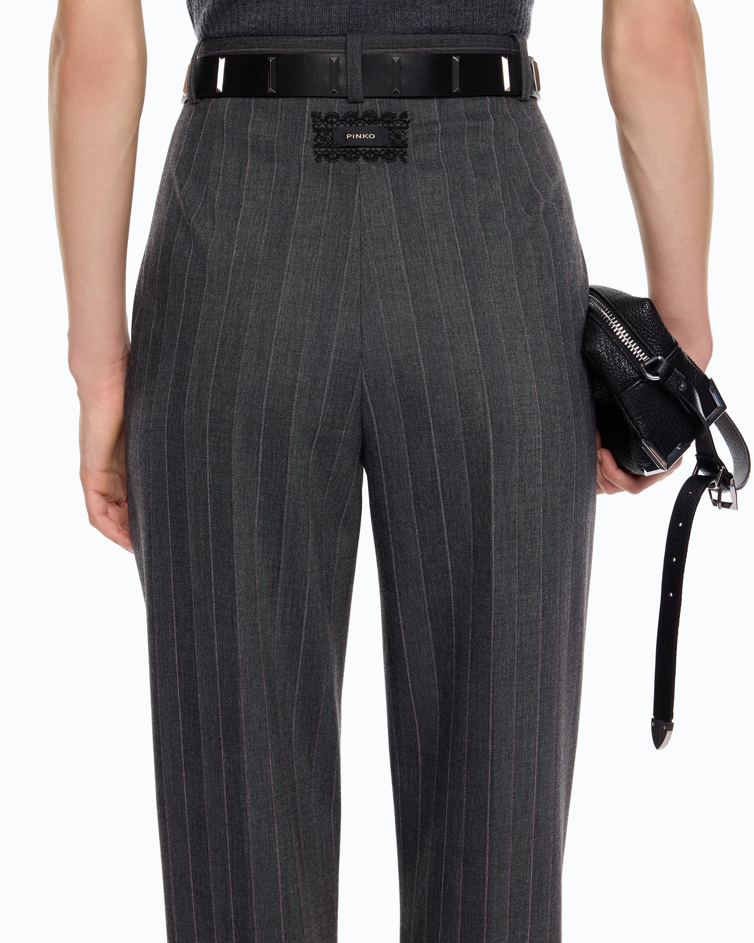 Pinstriped stretch wool-blend cigarette trousers - Image 3