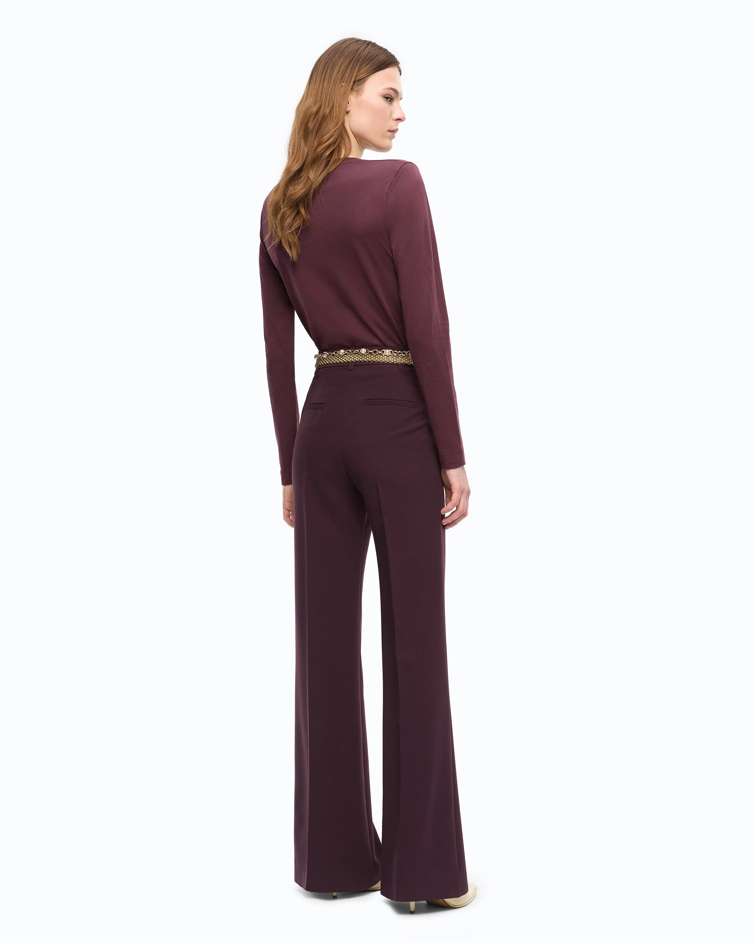 Plain-coloured palazzo trousers - Image 3