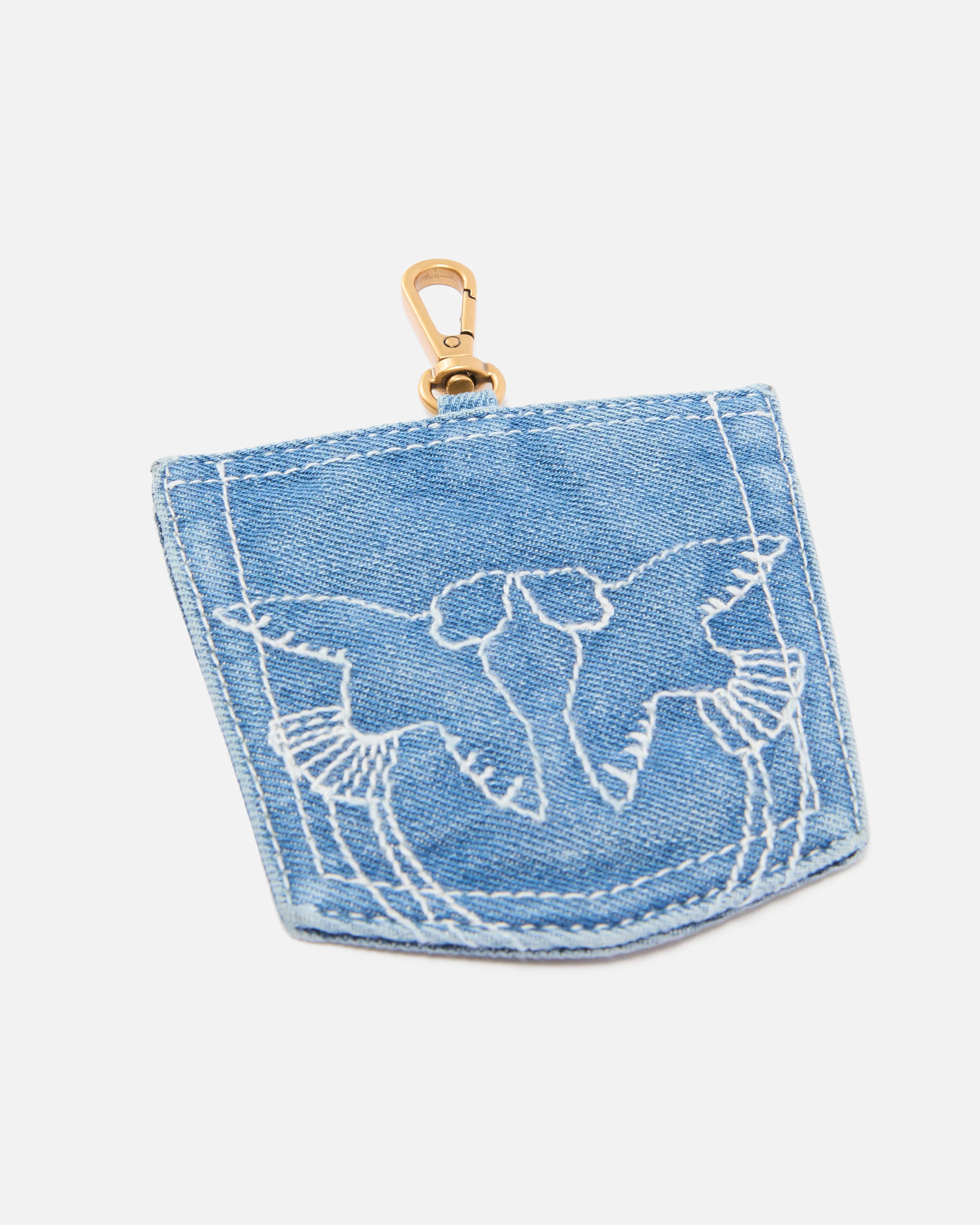 Pocket-shaped card holder charm in denim - Image 3