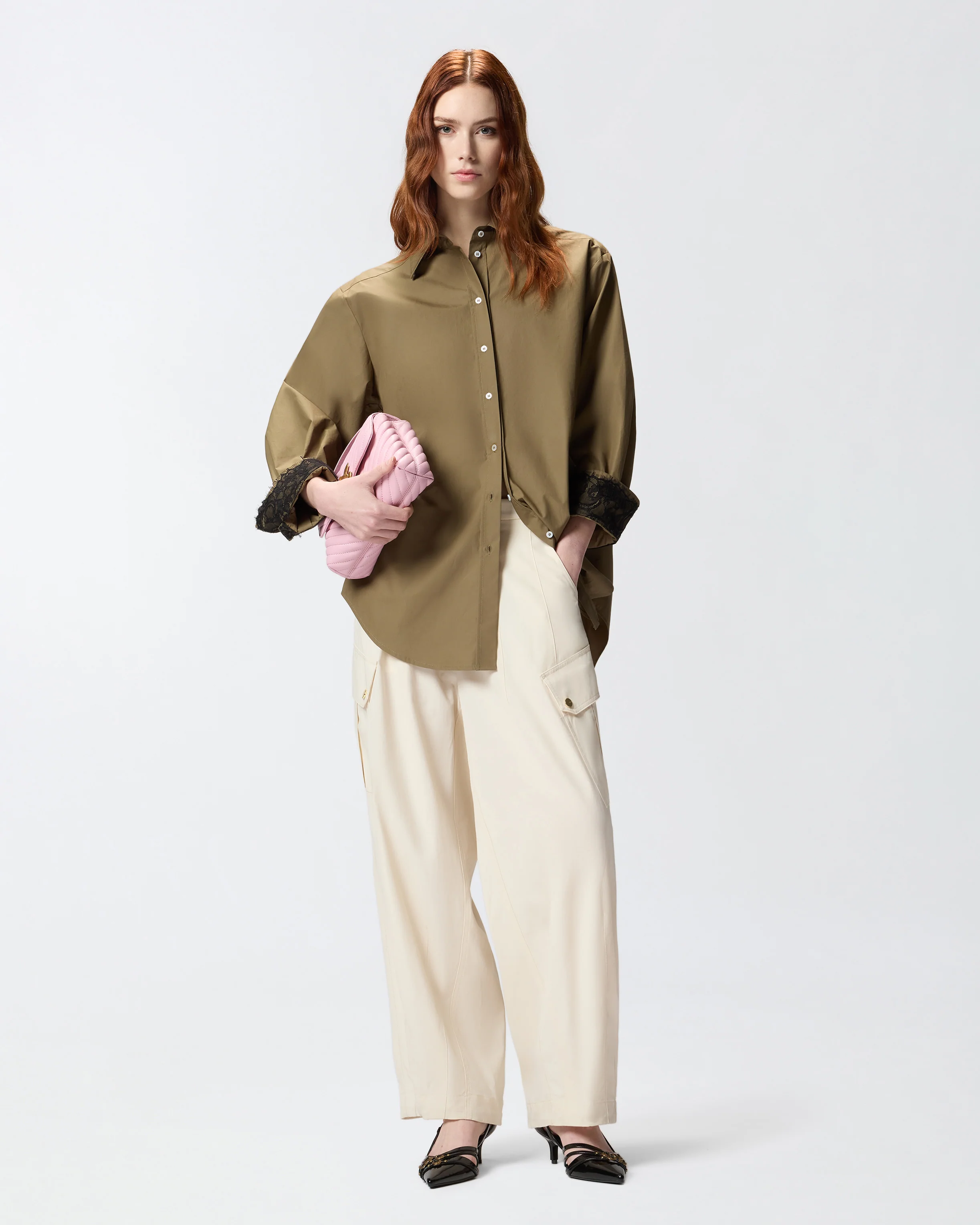 Poplin shirt with lace details - Image 2
