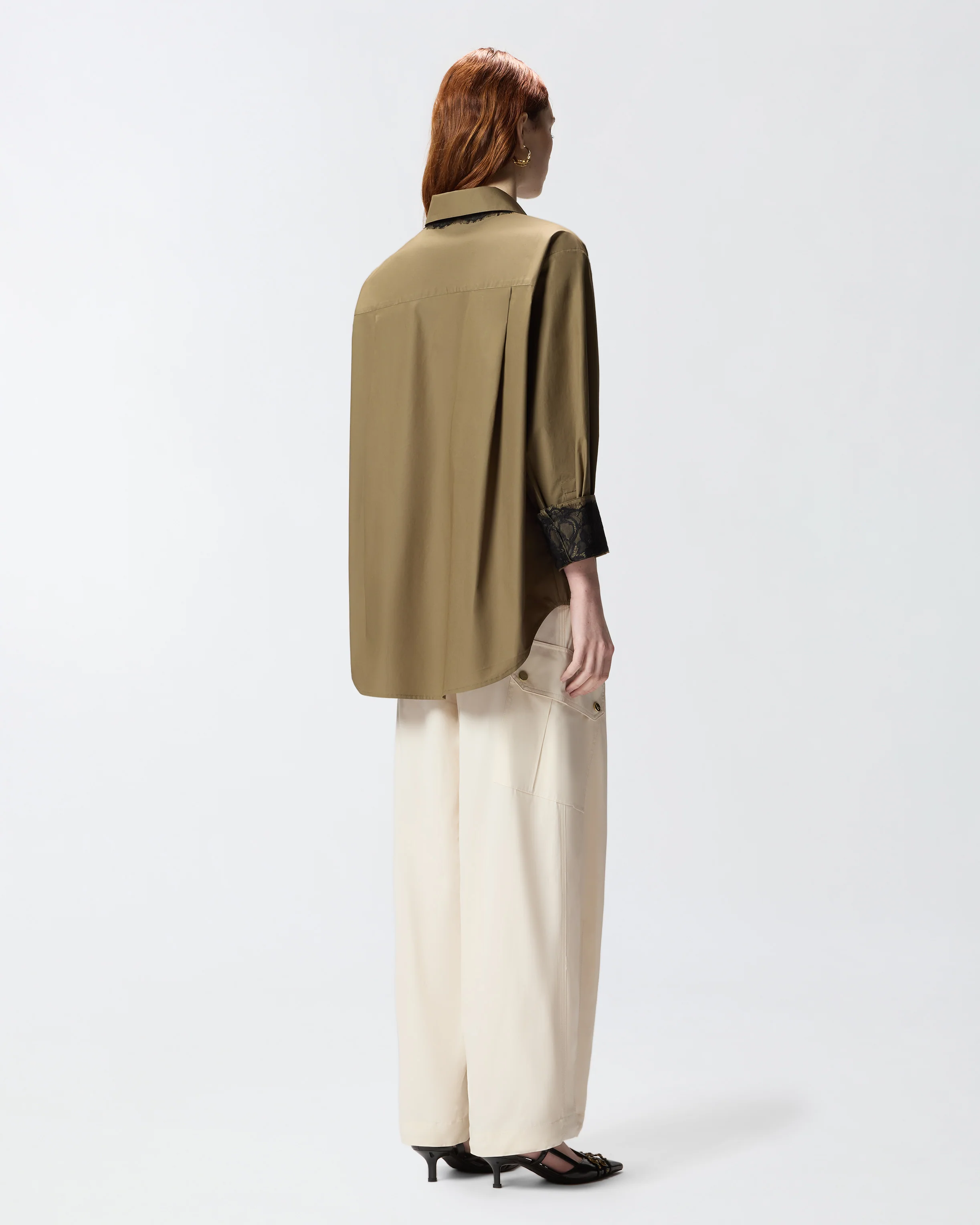 Poplin shirt with lace details - Image 3