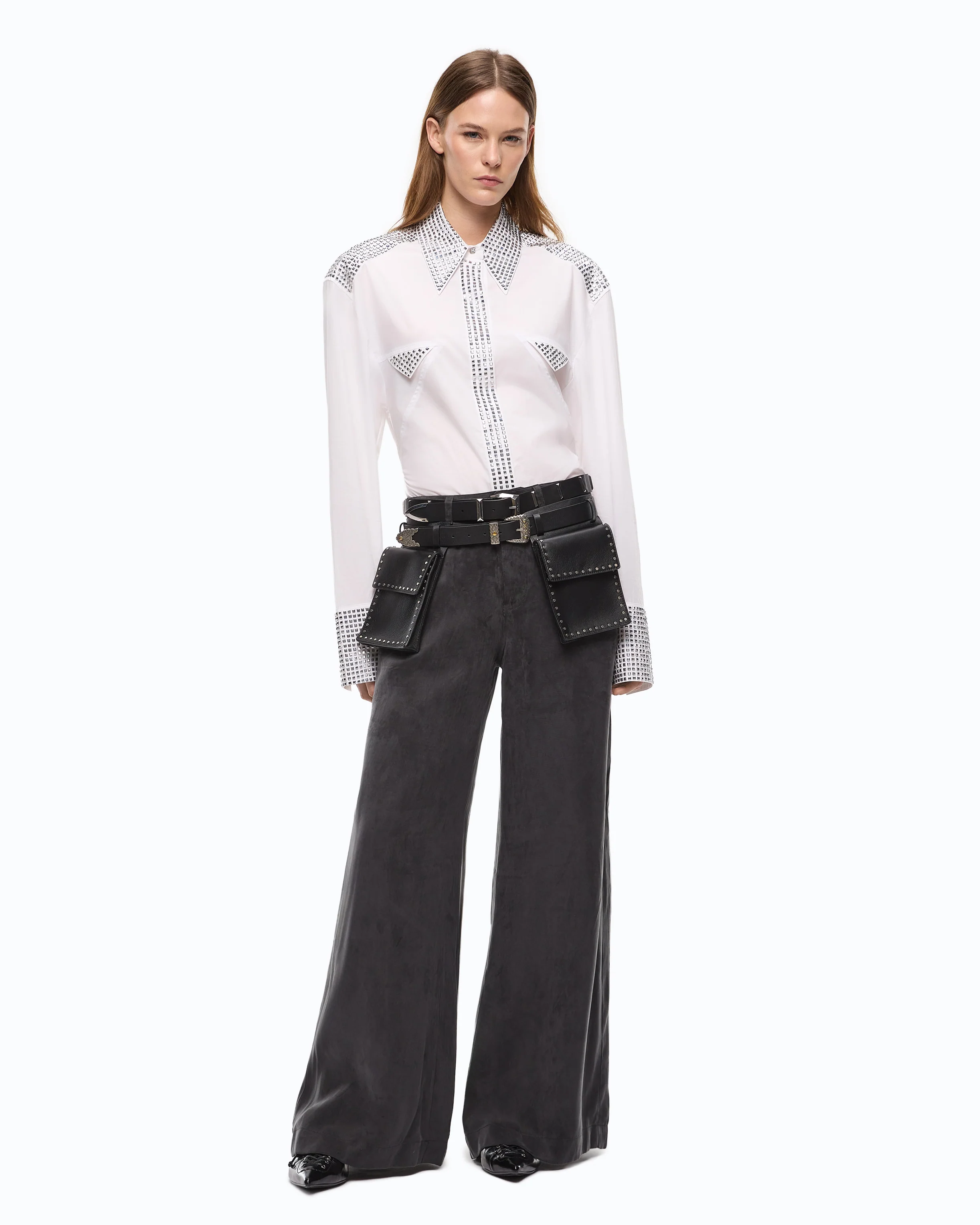 Poplin shirt with strass embellishments - Image 2