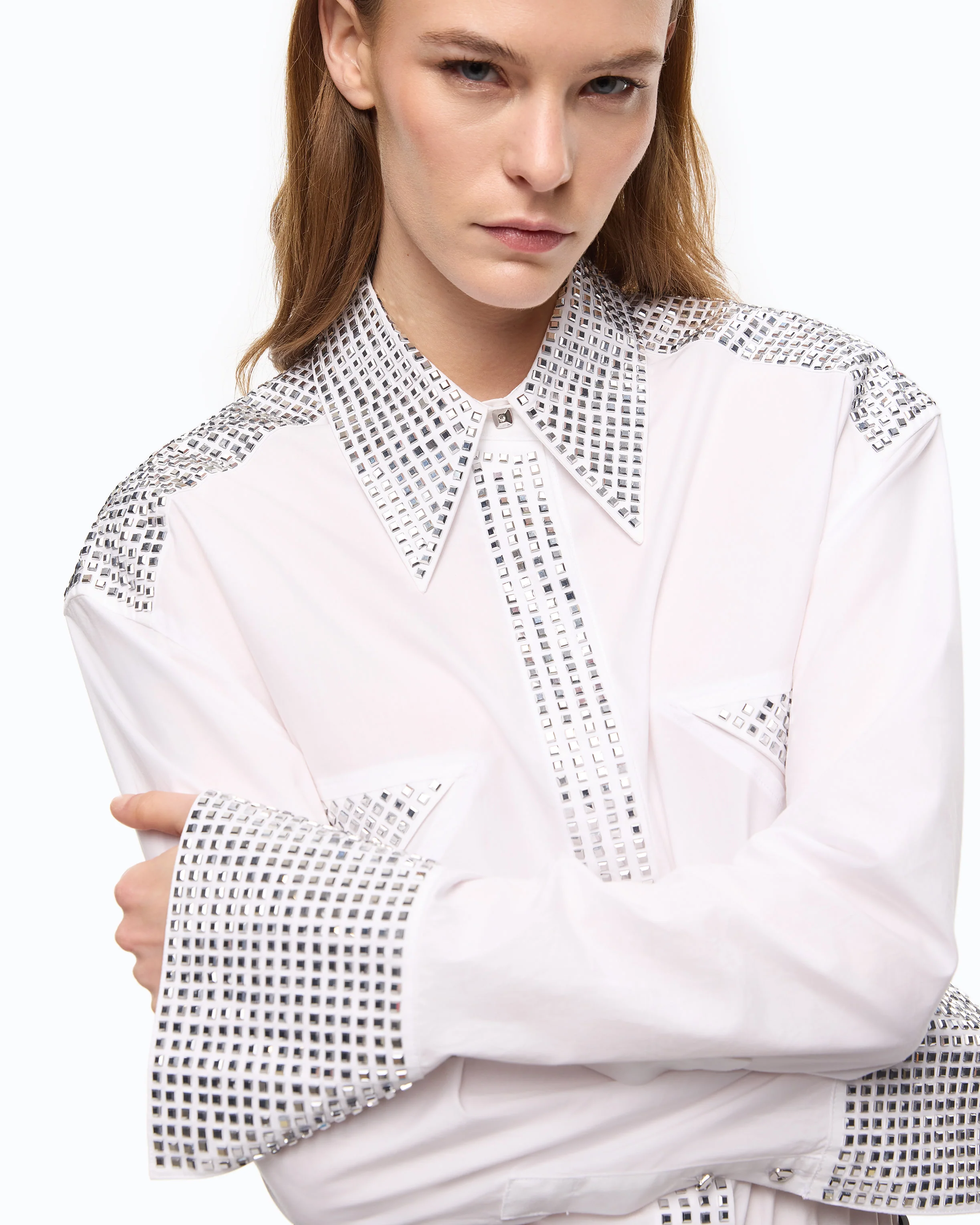 Poplin shirt with strass embellishments - Image 3