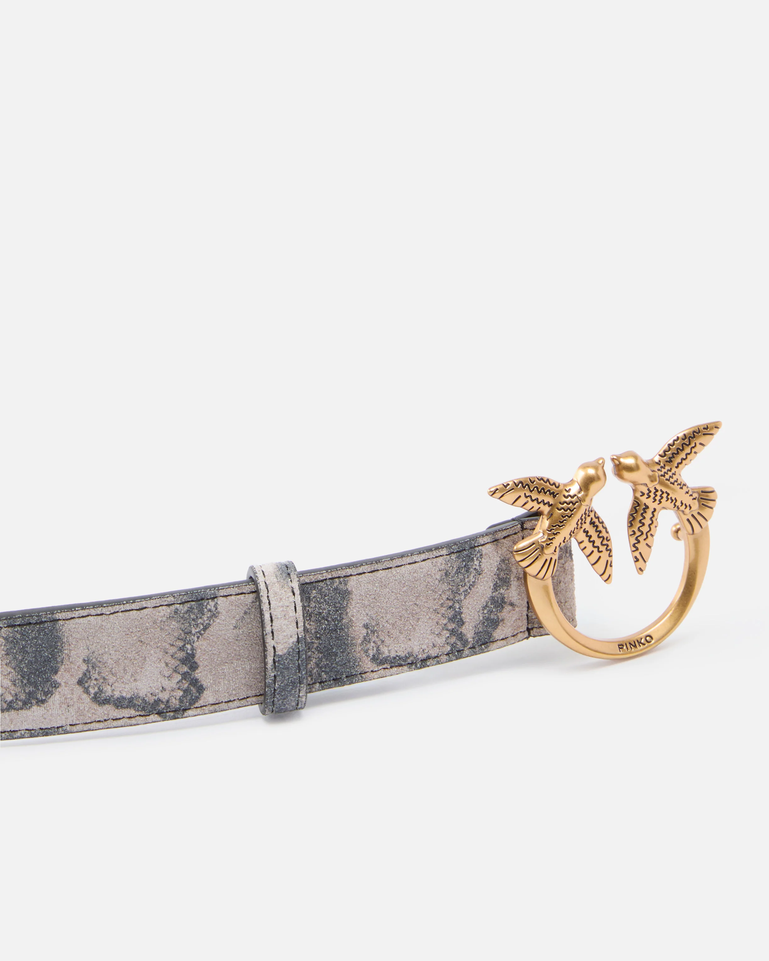 Python-print belt with Love Birds buckle, 3 cm - Image 5