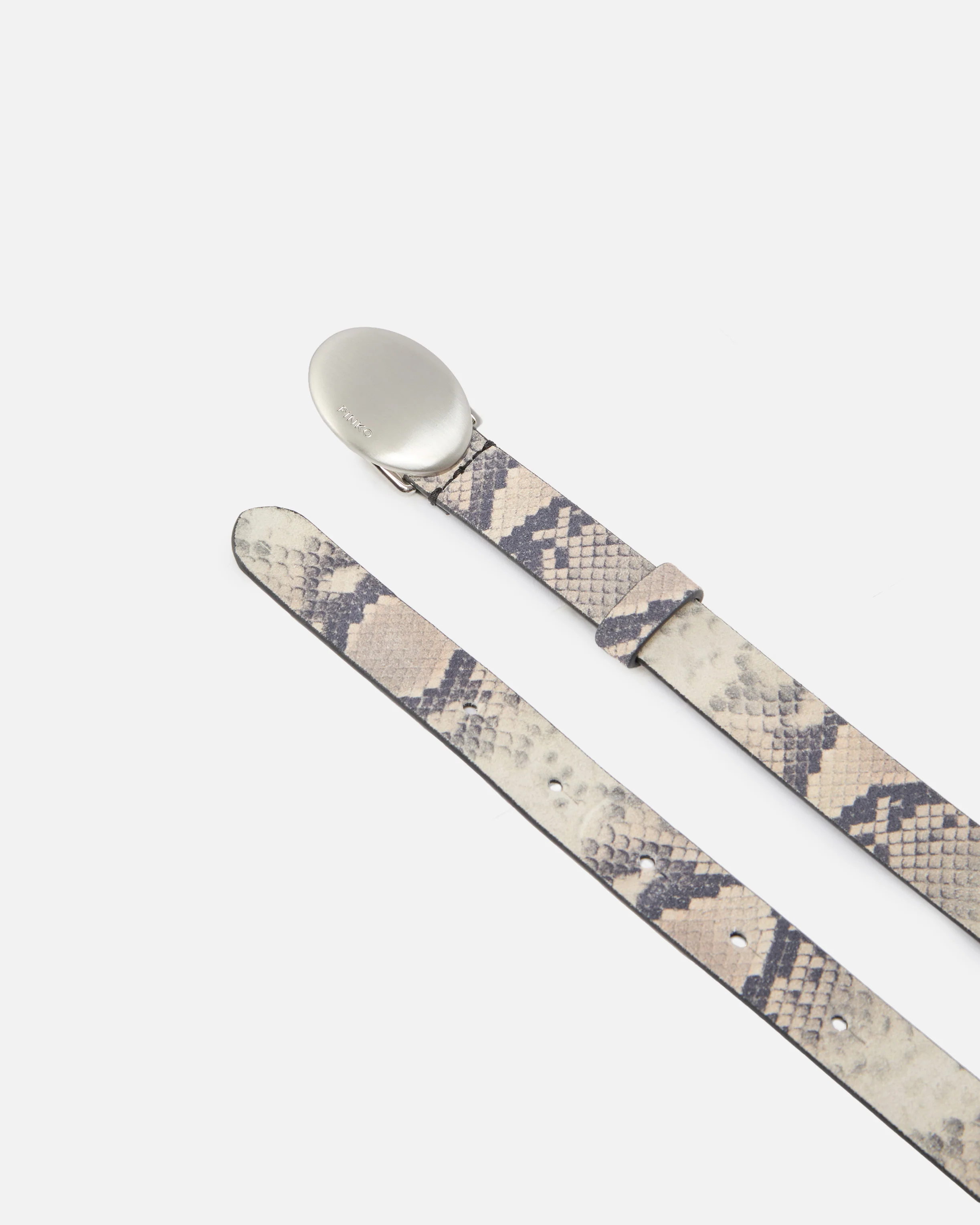 Python-print belt with oval buckle, 2 cm - Image 3