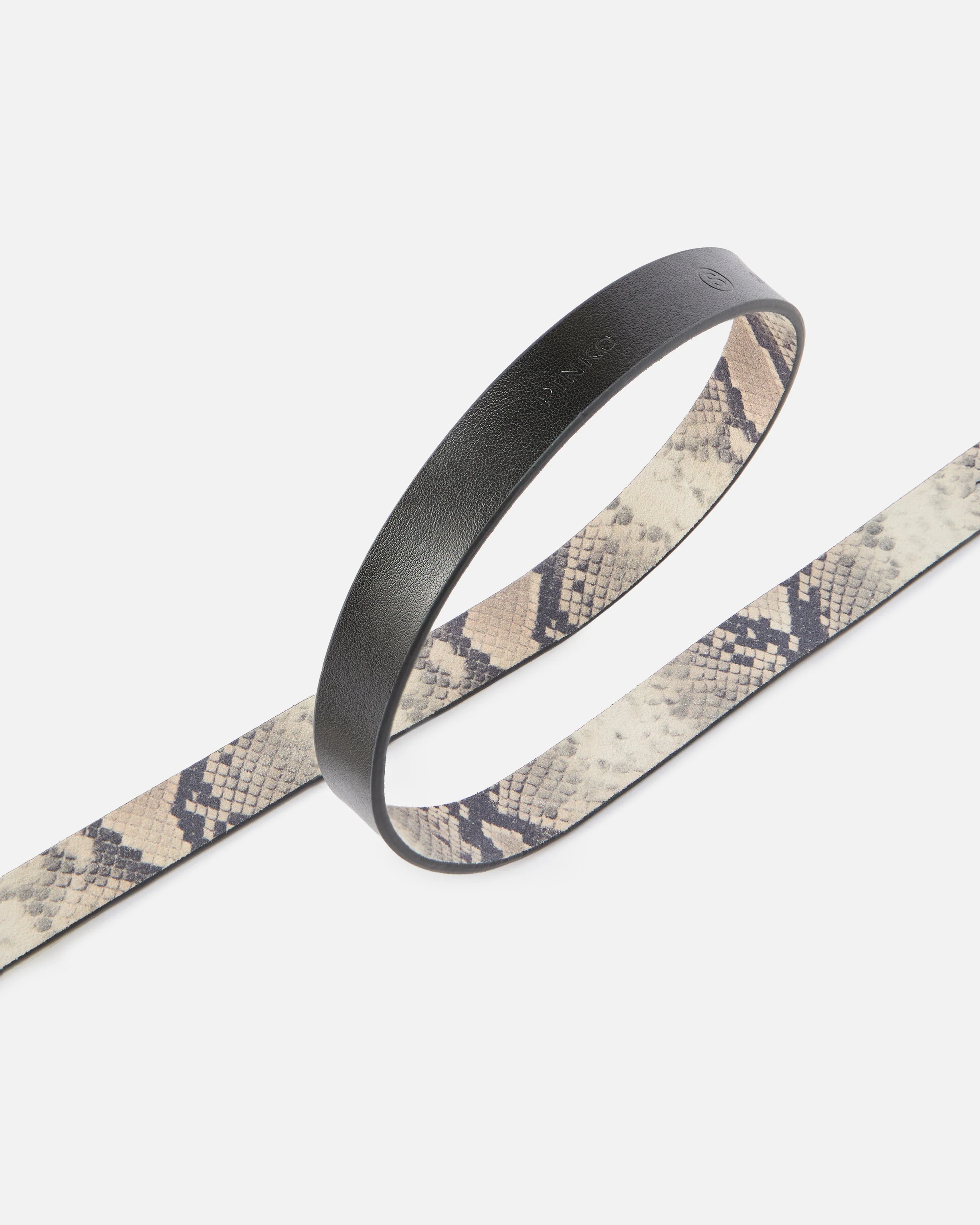 Python-print belt with oval buckle, 2 cm - Image 4