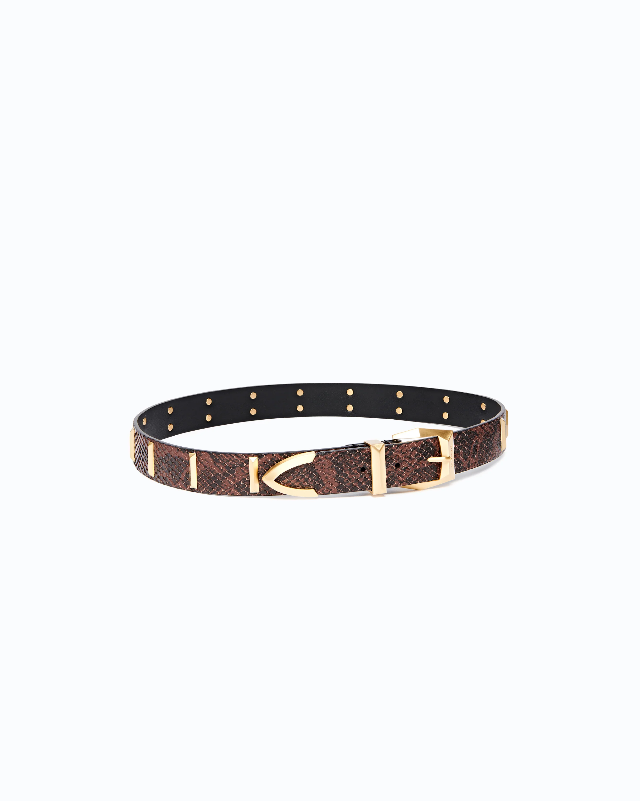 Python-print leather belt with studs, 3 cm - Image 2