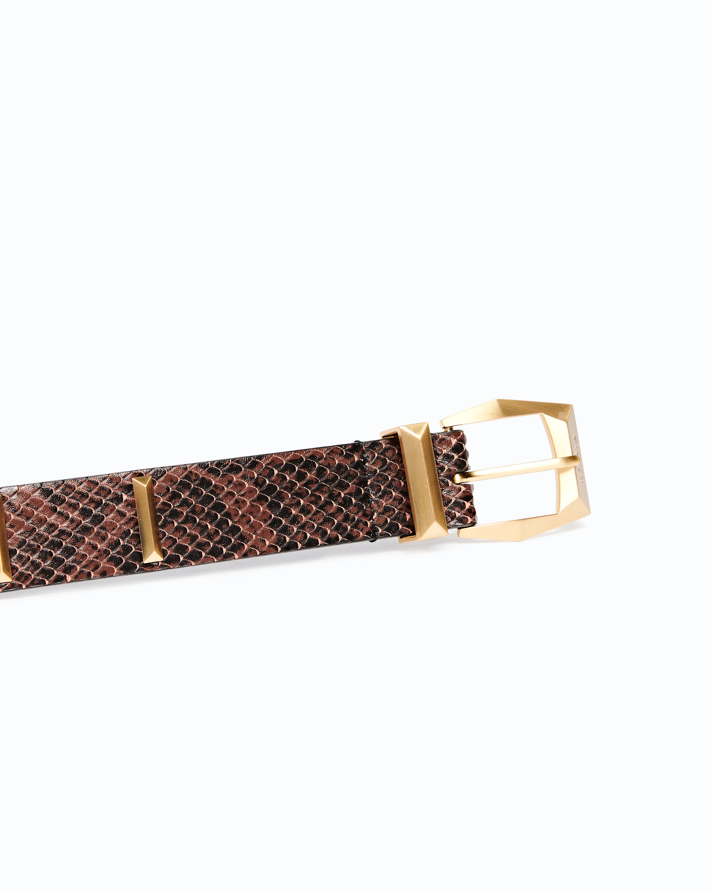 Python-print leather belt with studs, 3 cm - Image 5