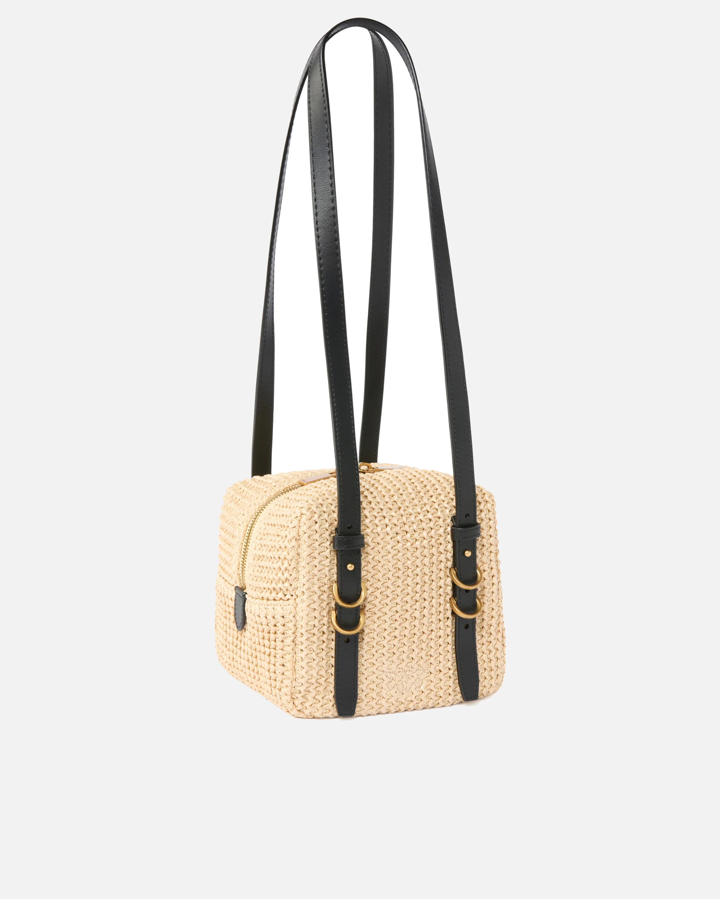 Raffia and leather shoulder bag - Image 2