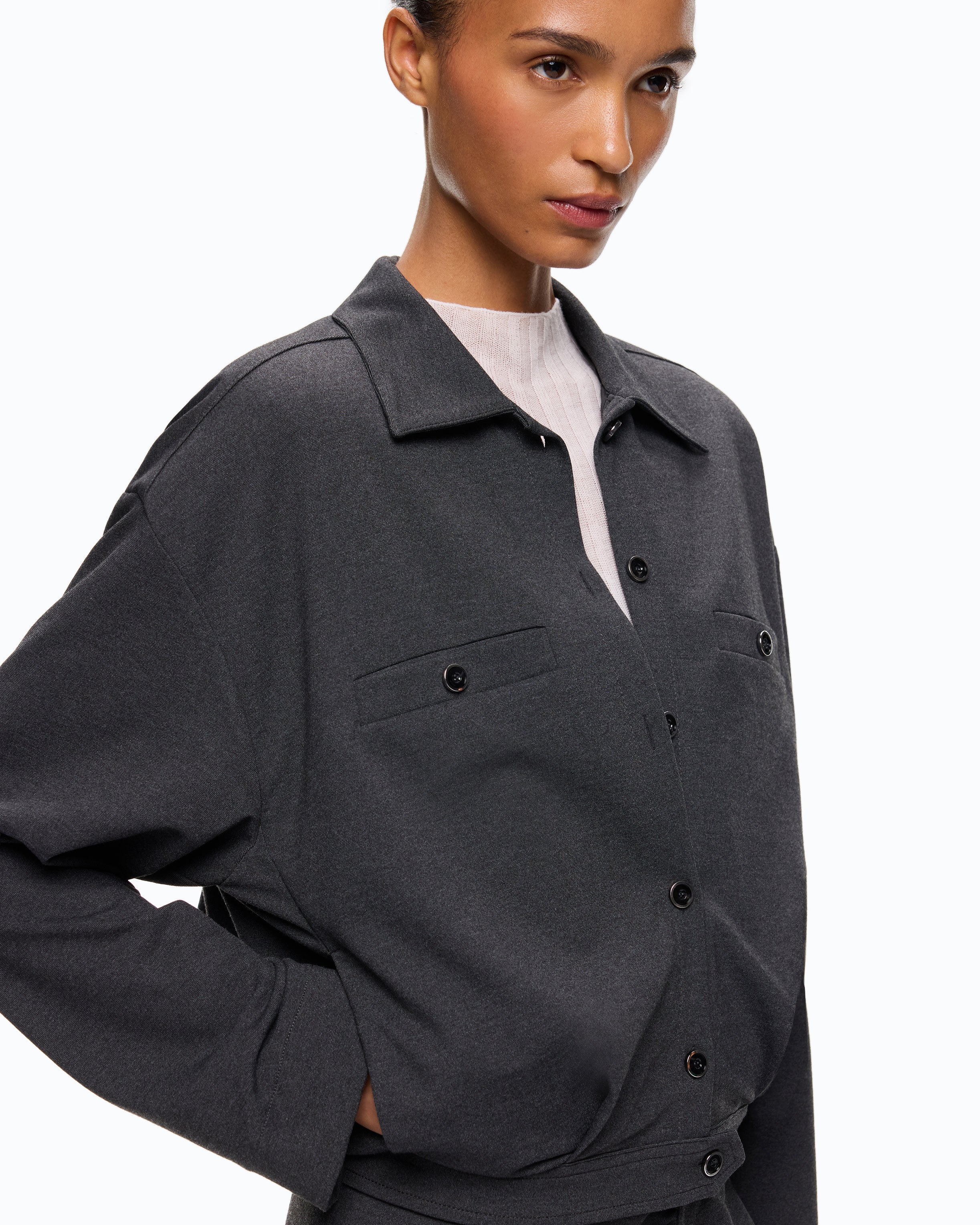 Relaxed-fit overshirt in full Milano-knit fabric - Image 3