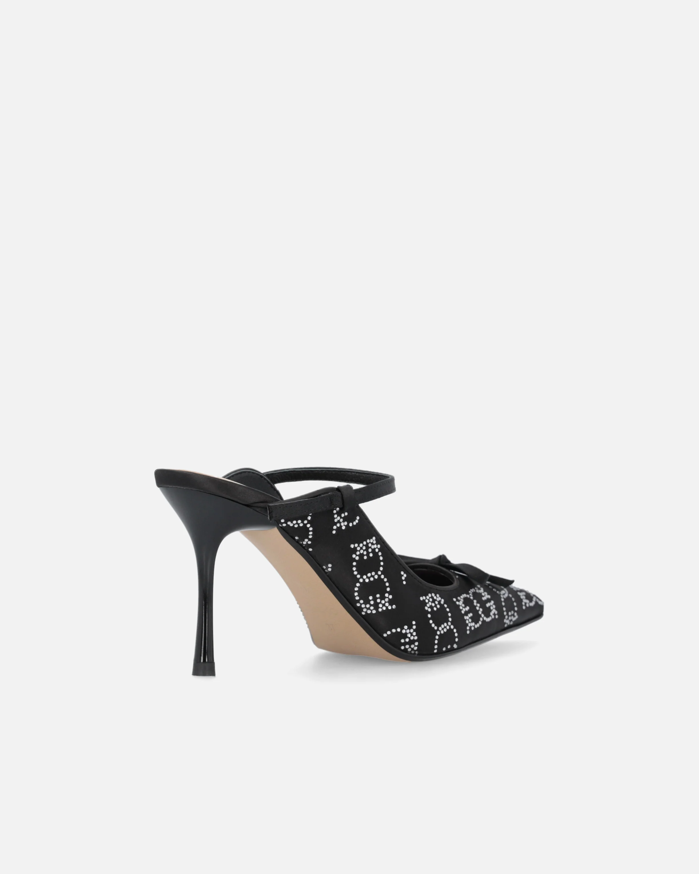 Rhinestoned satin slip-ons with heel - Image 3