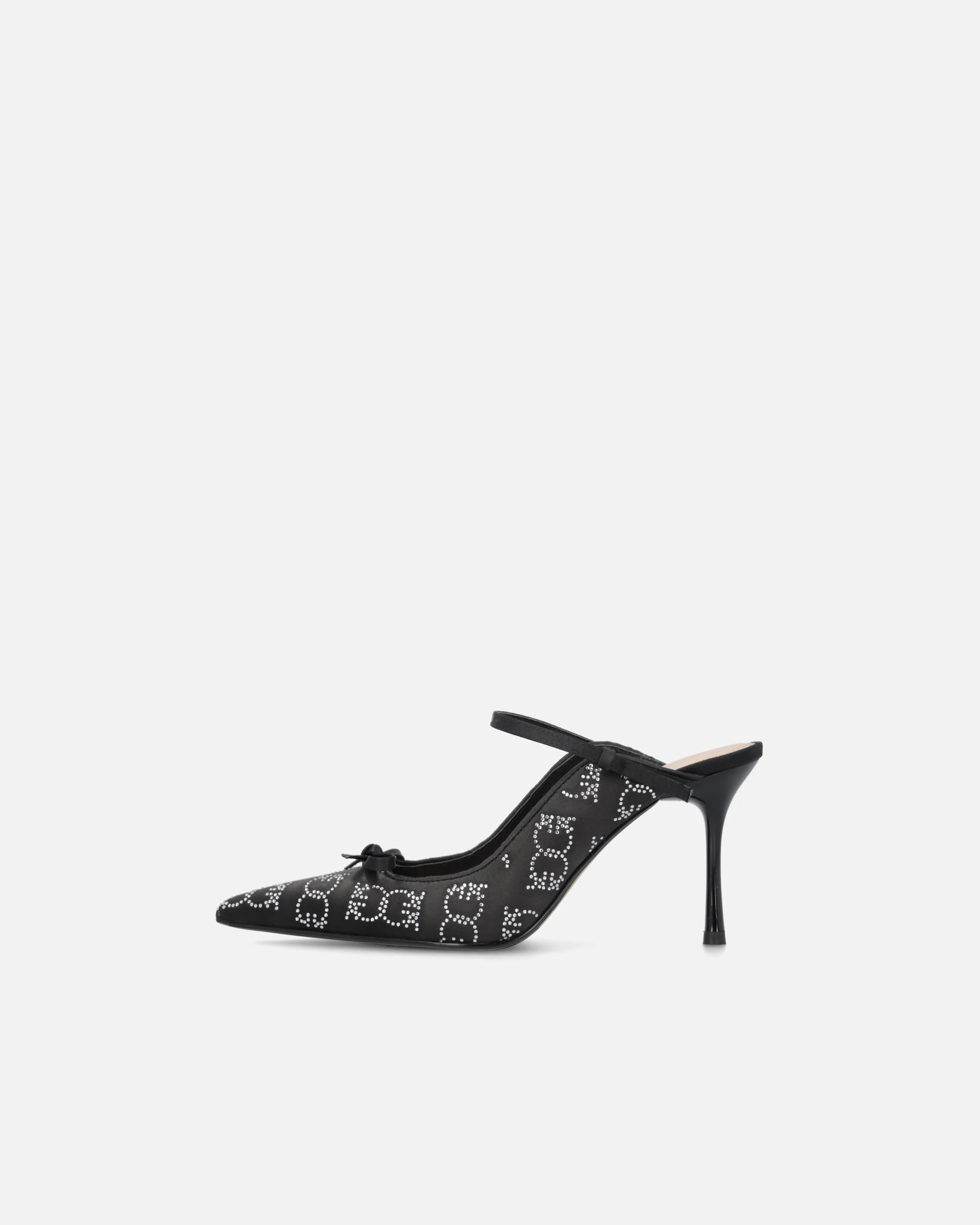 Rhinestoned satin slip-ons with heel - Image 5