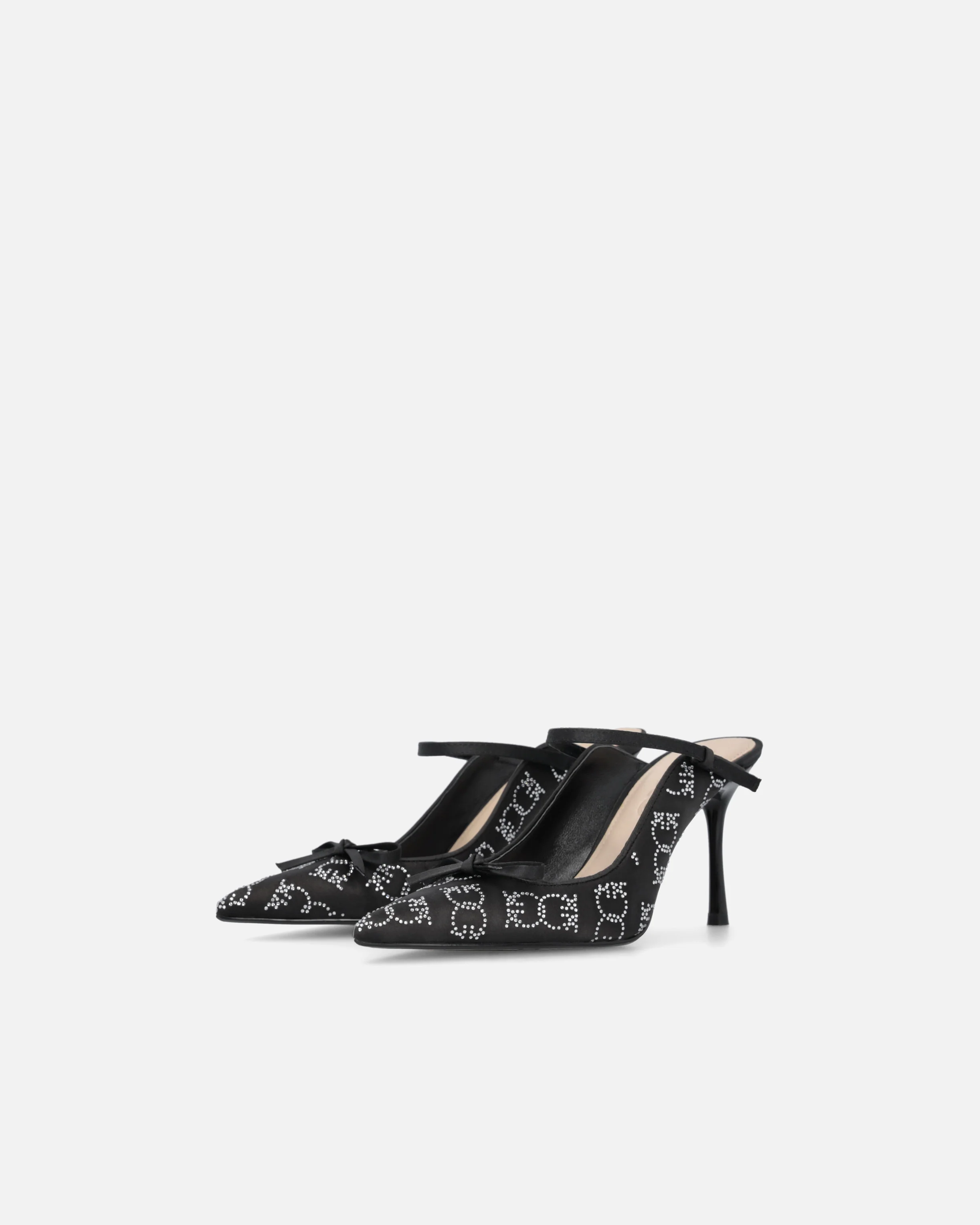 Rhinestoned satin slip-ons with heel - Image 6