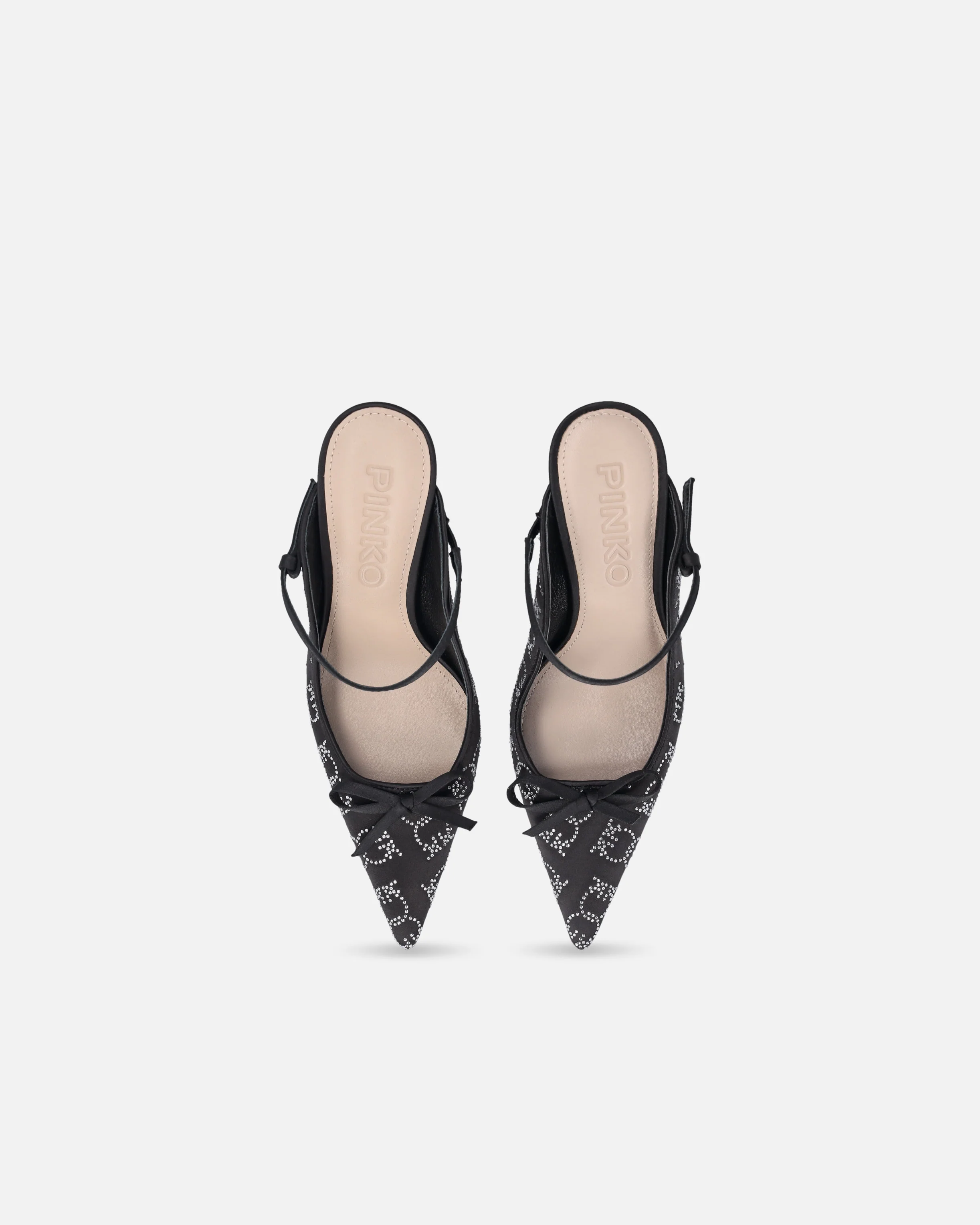 Rhinestoned satin slip-ons with heel - Image 9