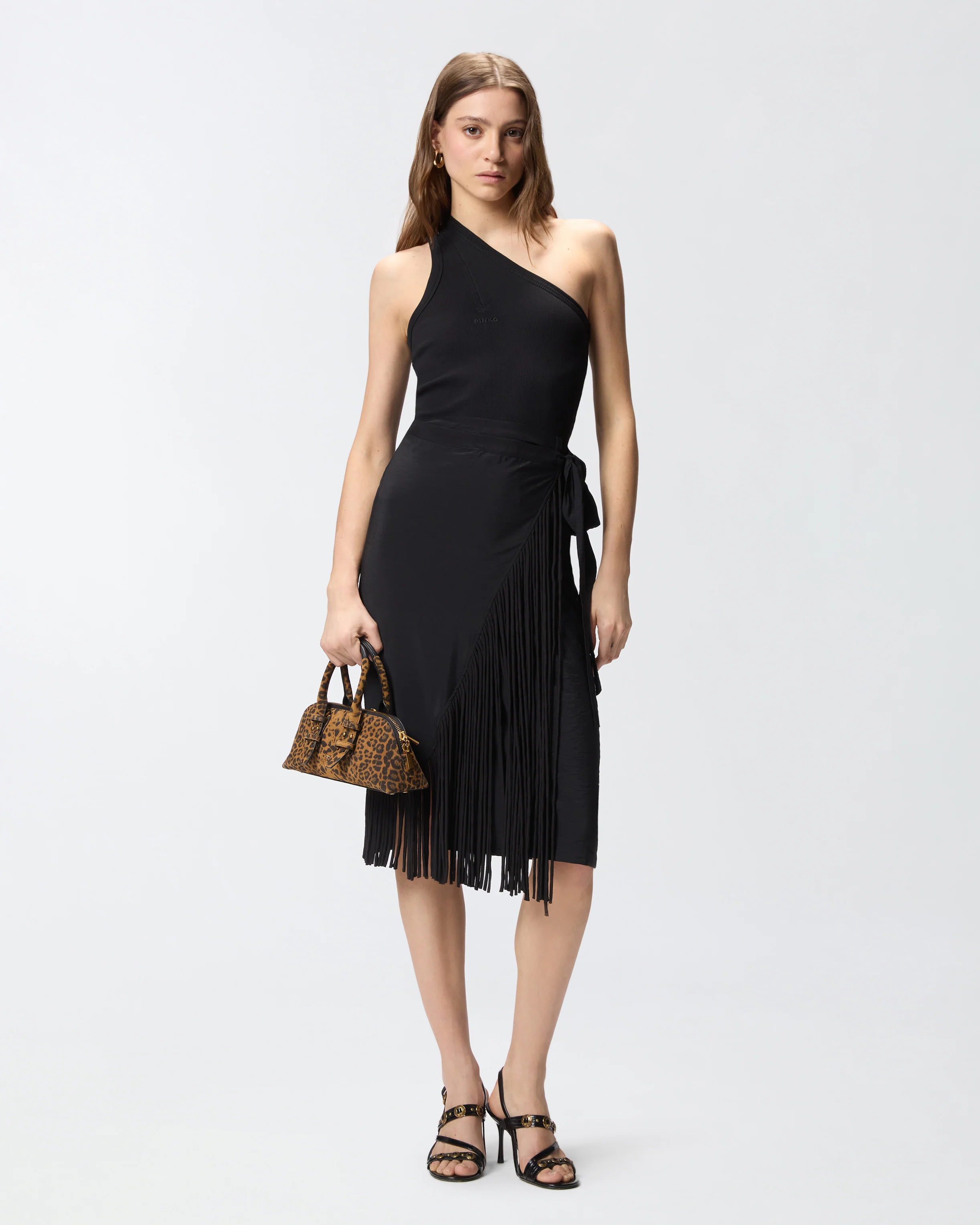 Rib-knit tank top with V-neck and PINKO logo - Image 2