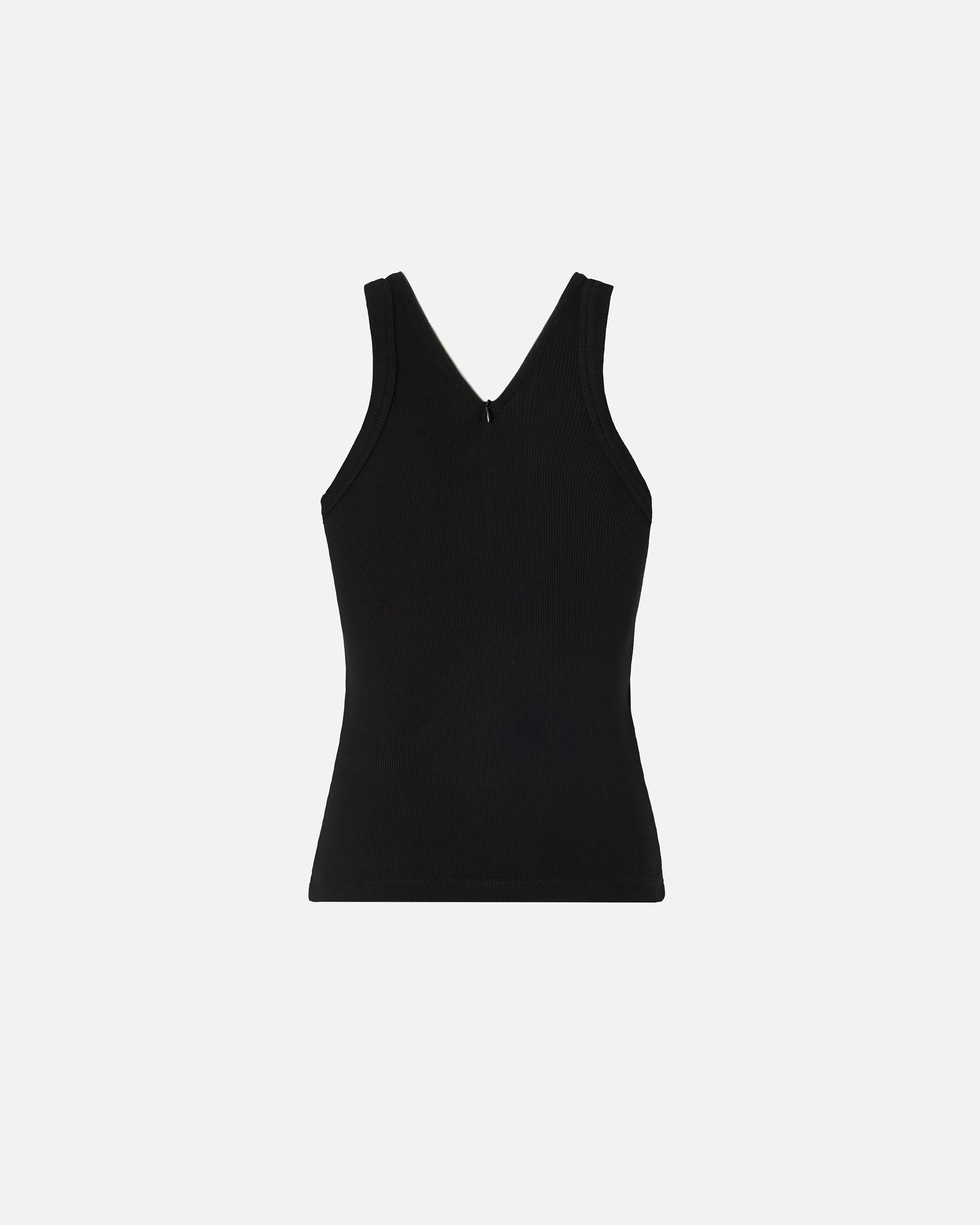 Rib-knit tank top with V-neck and PINKO logo - Image 6