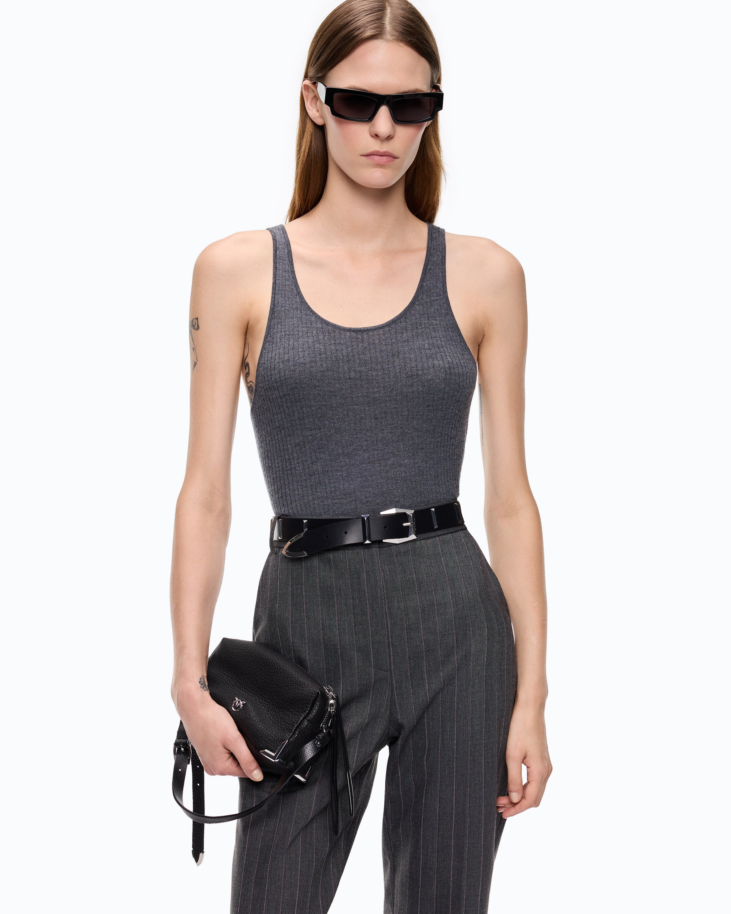 Ribbed merino wool vest top