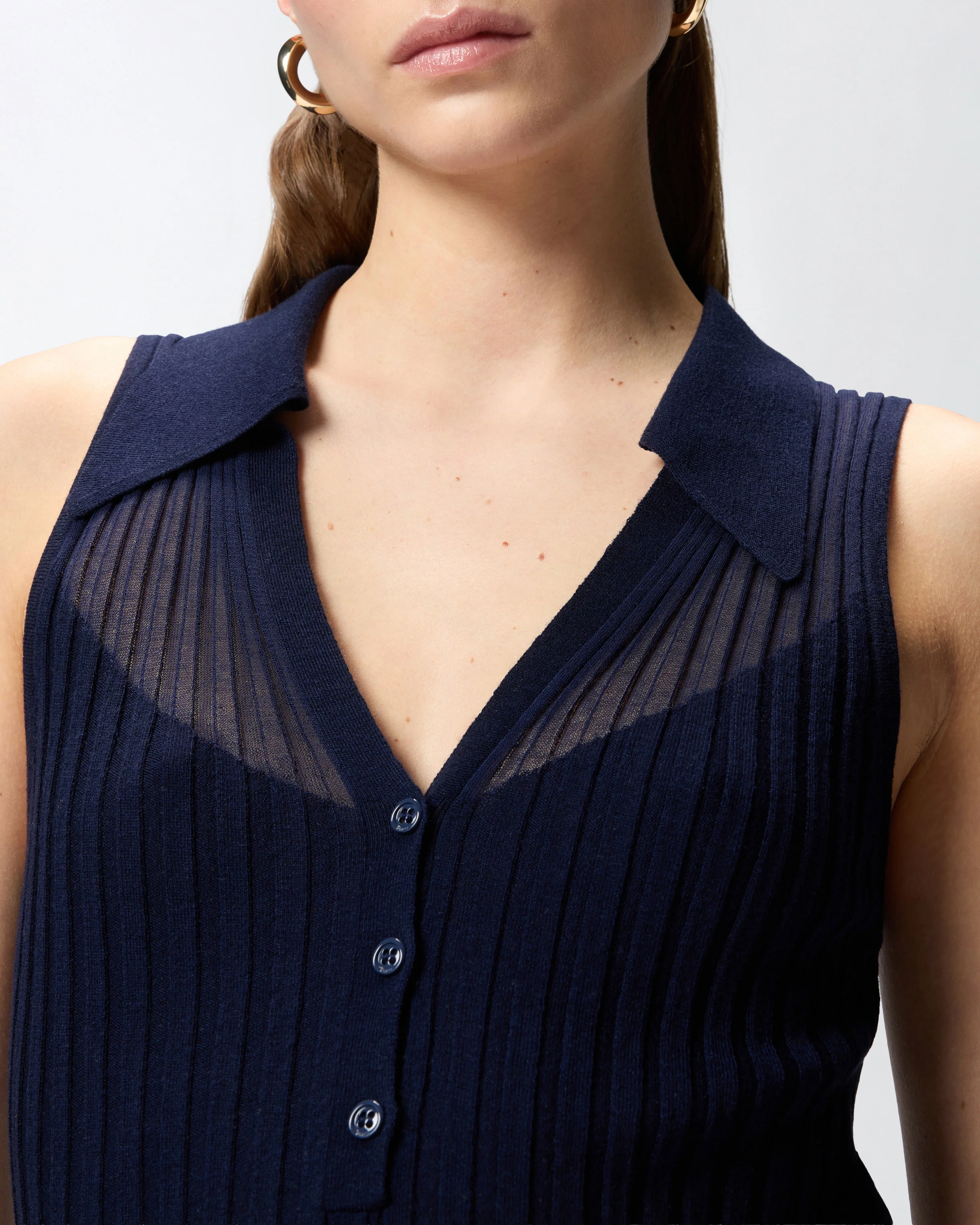 Ribbed polo vest top - Image 4