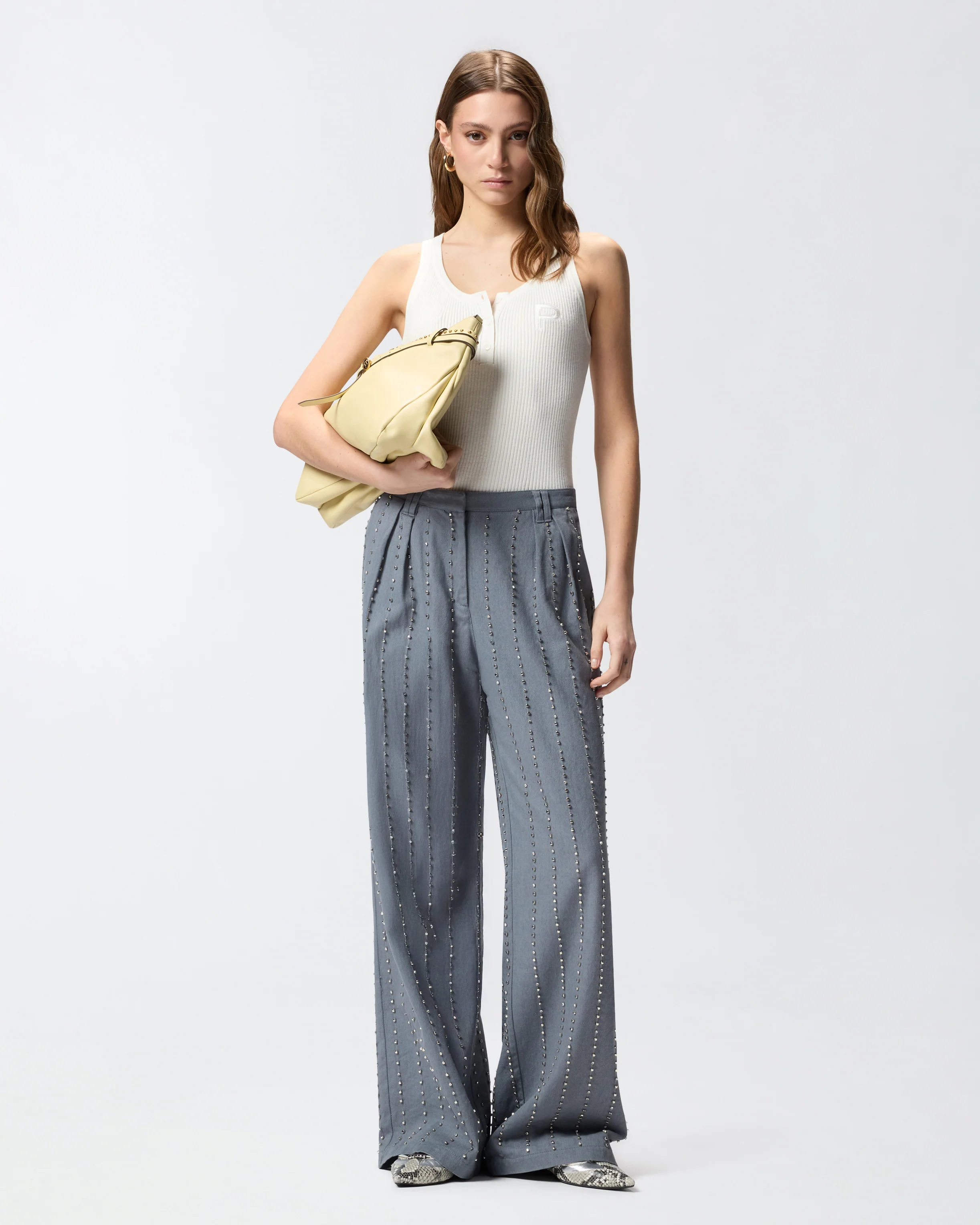 Ribbed sleeveless top with monogram - Image 2
