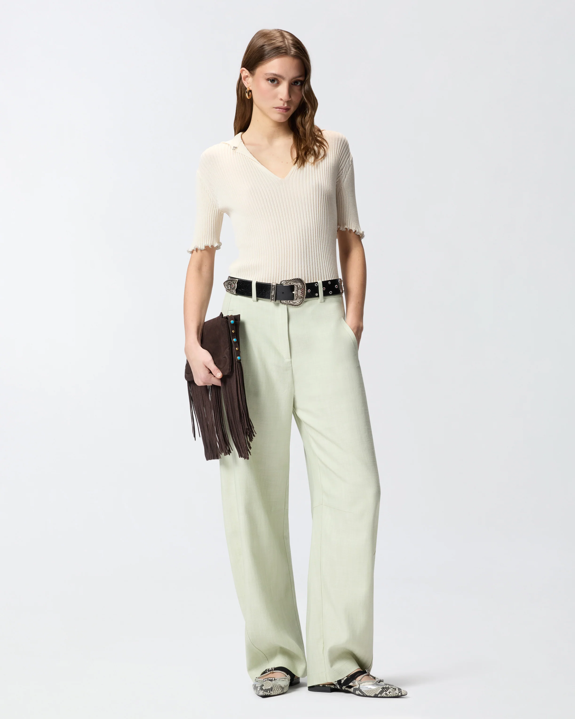 Ribbed sweater with jewel edges - Image 2