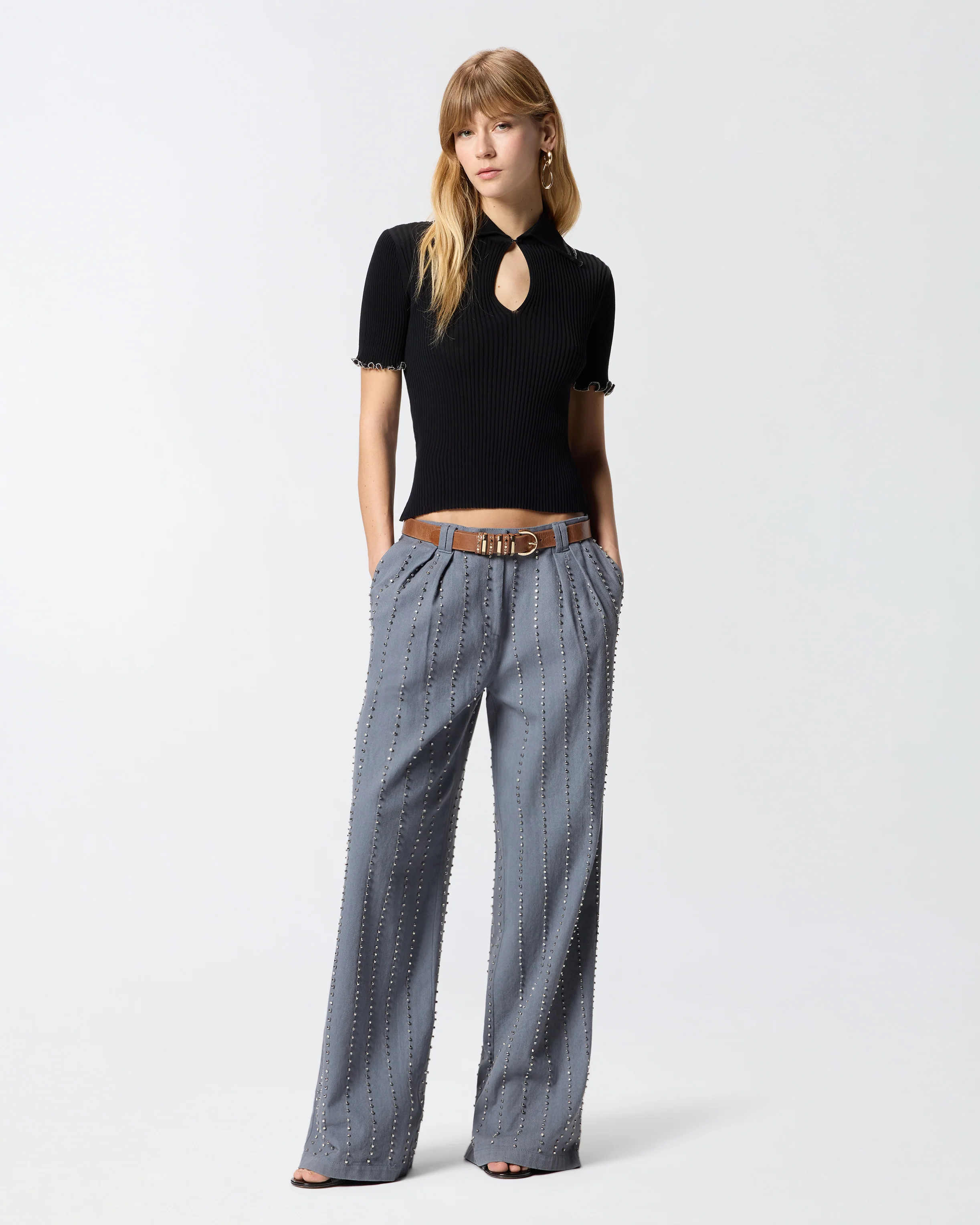 Ribbed sweater with jewel edges - Image 2