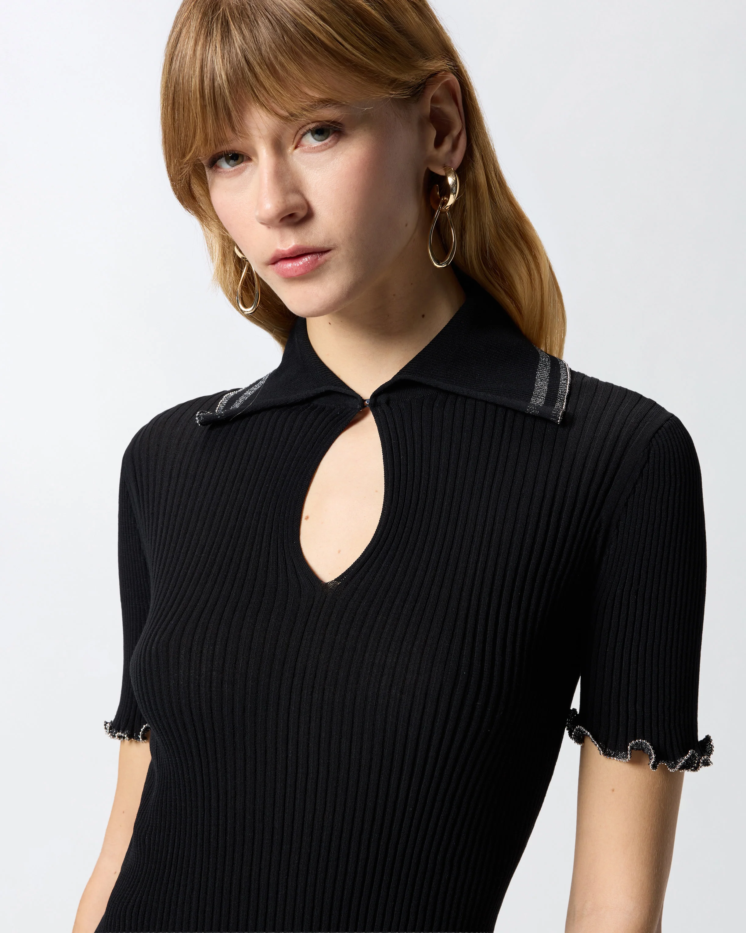 Ribbed sweater with jewel edges - Image 4
