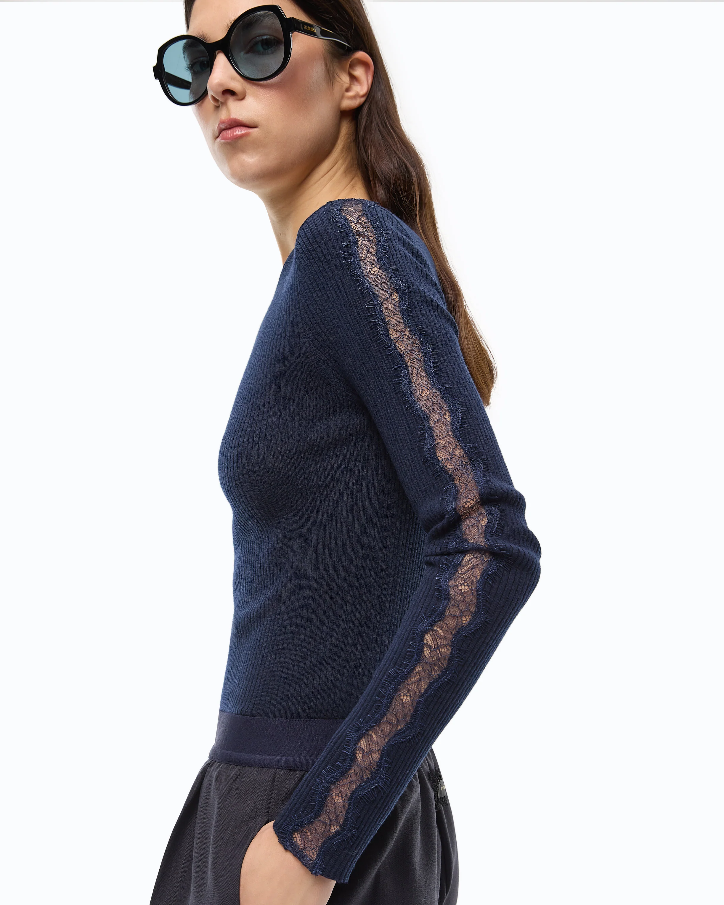 Ribbed sweater with lace - Image 3