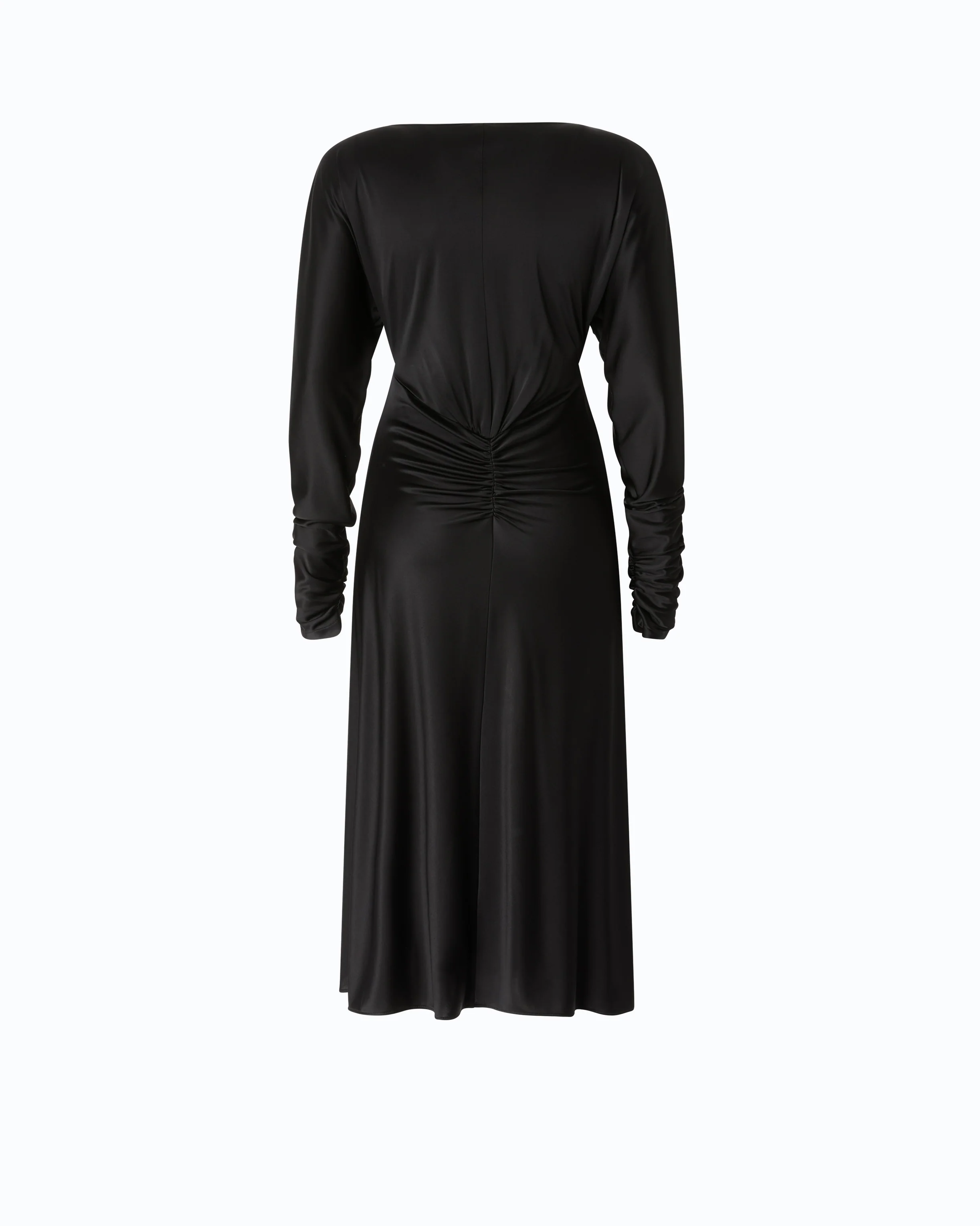 Satin-effect midi dress with gathering - Image 6
