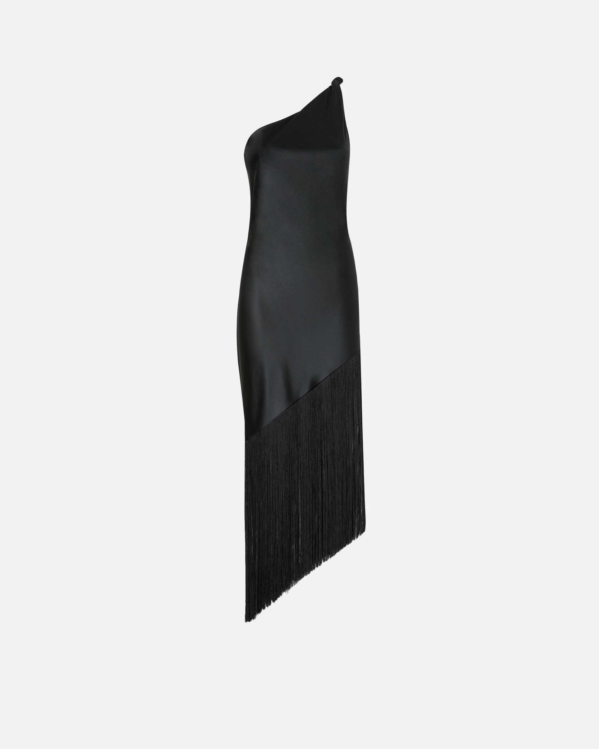 Satin one-shoulder mini dress with fringing - Image 5