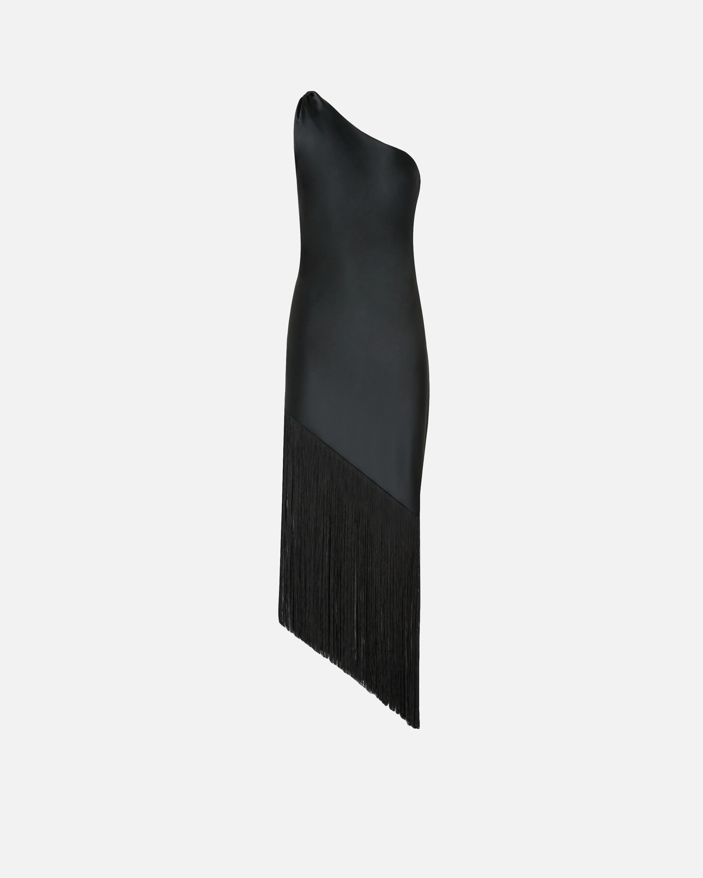 Satin one-shoulder mini dress with fringing - Image 6