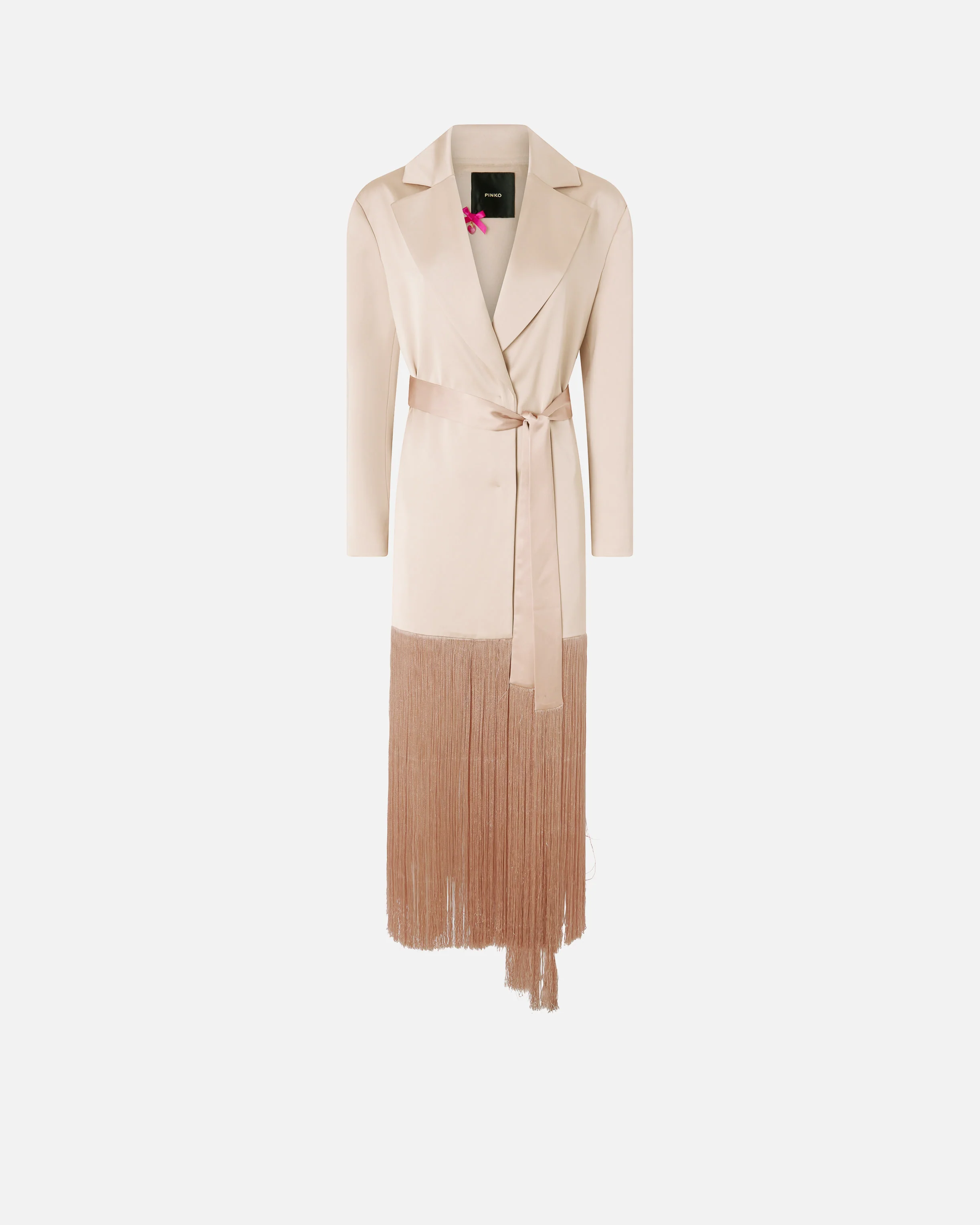 Satin trench coat with fringing - Image 5