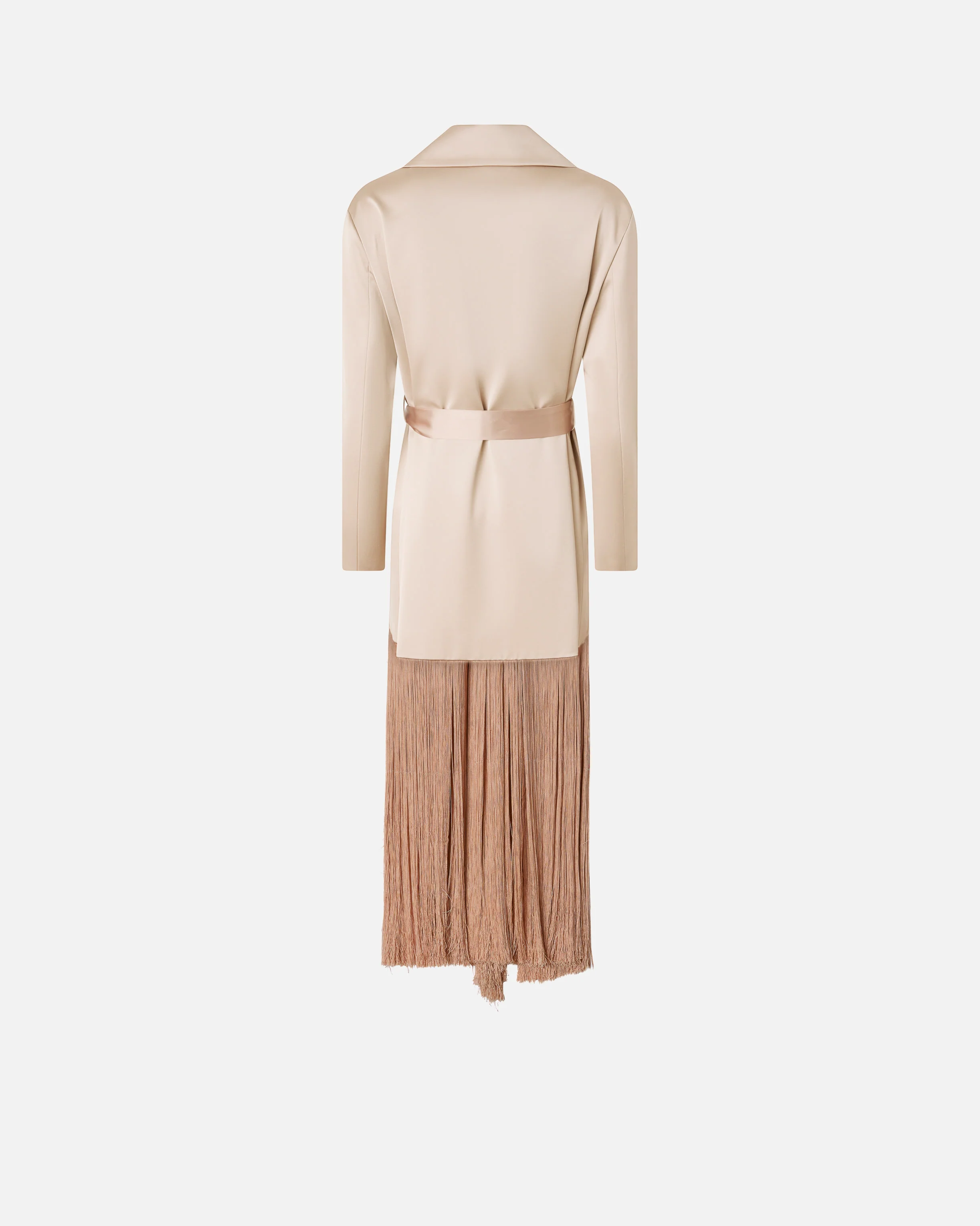 Satin trench coat with fringing - Image 6