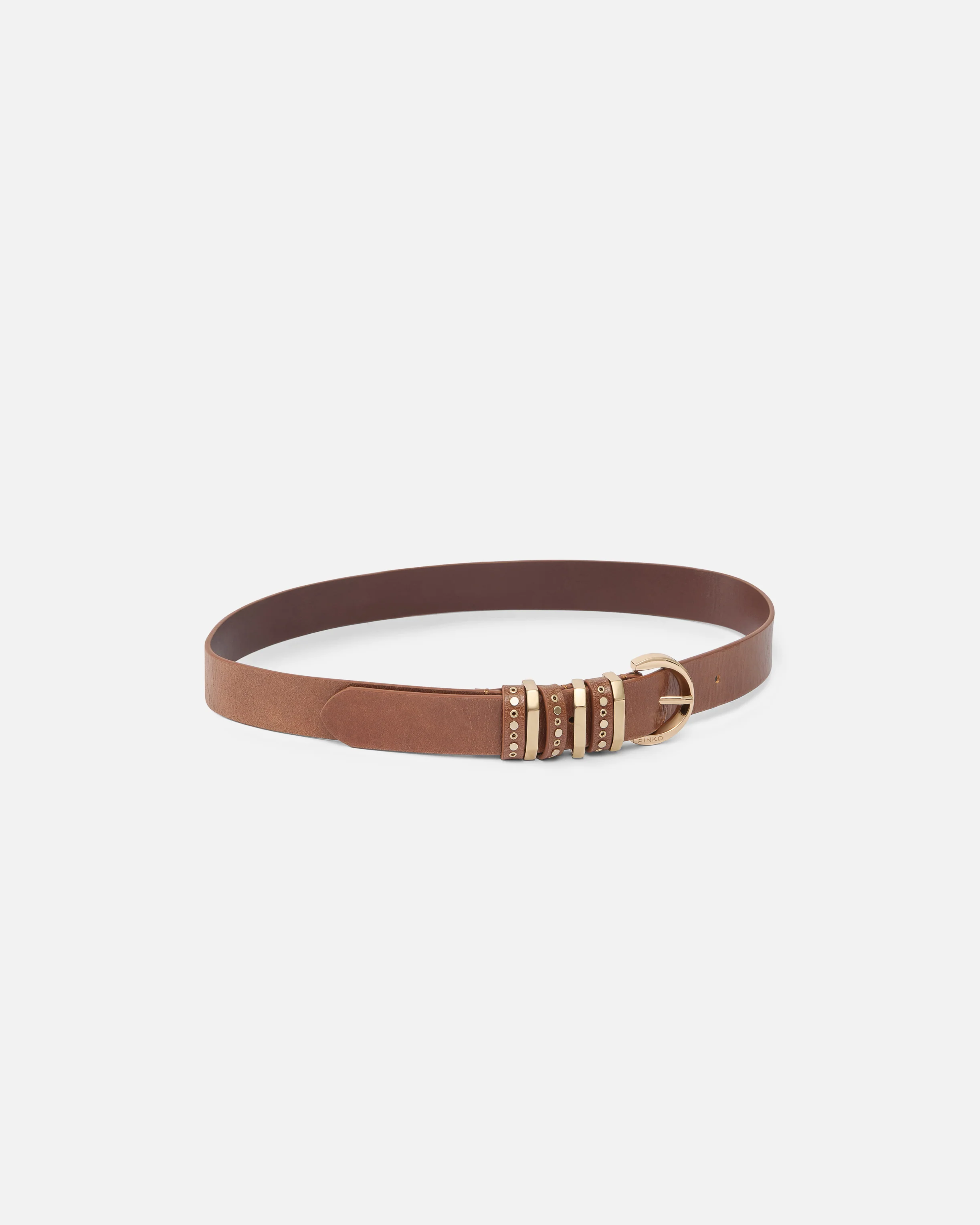 Shiny leather belt with metal loops, 3 cm - Image 2