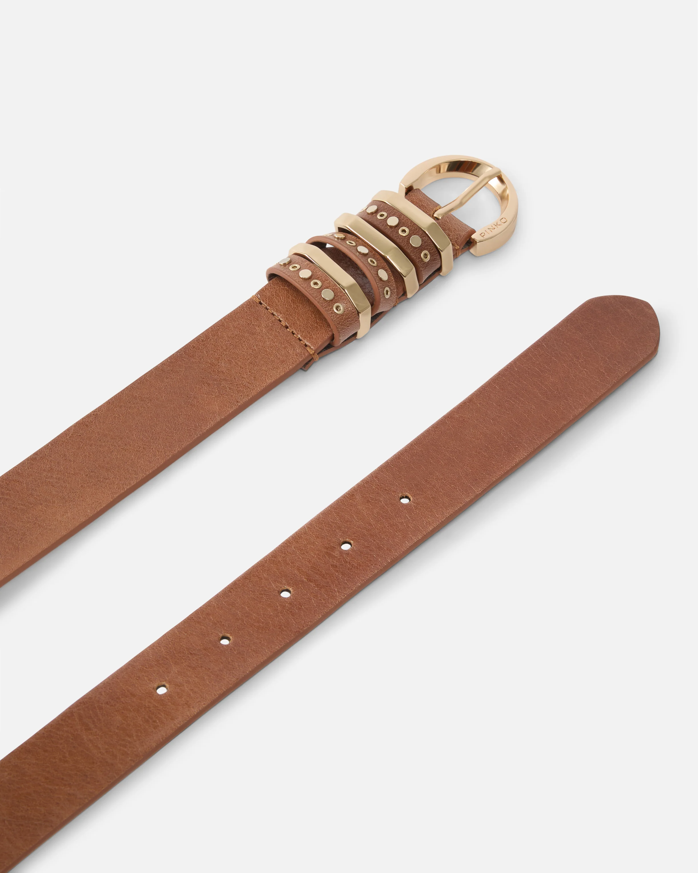 Shiny leather belt with metal loops, 3 cm - Image 3