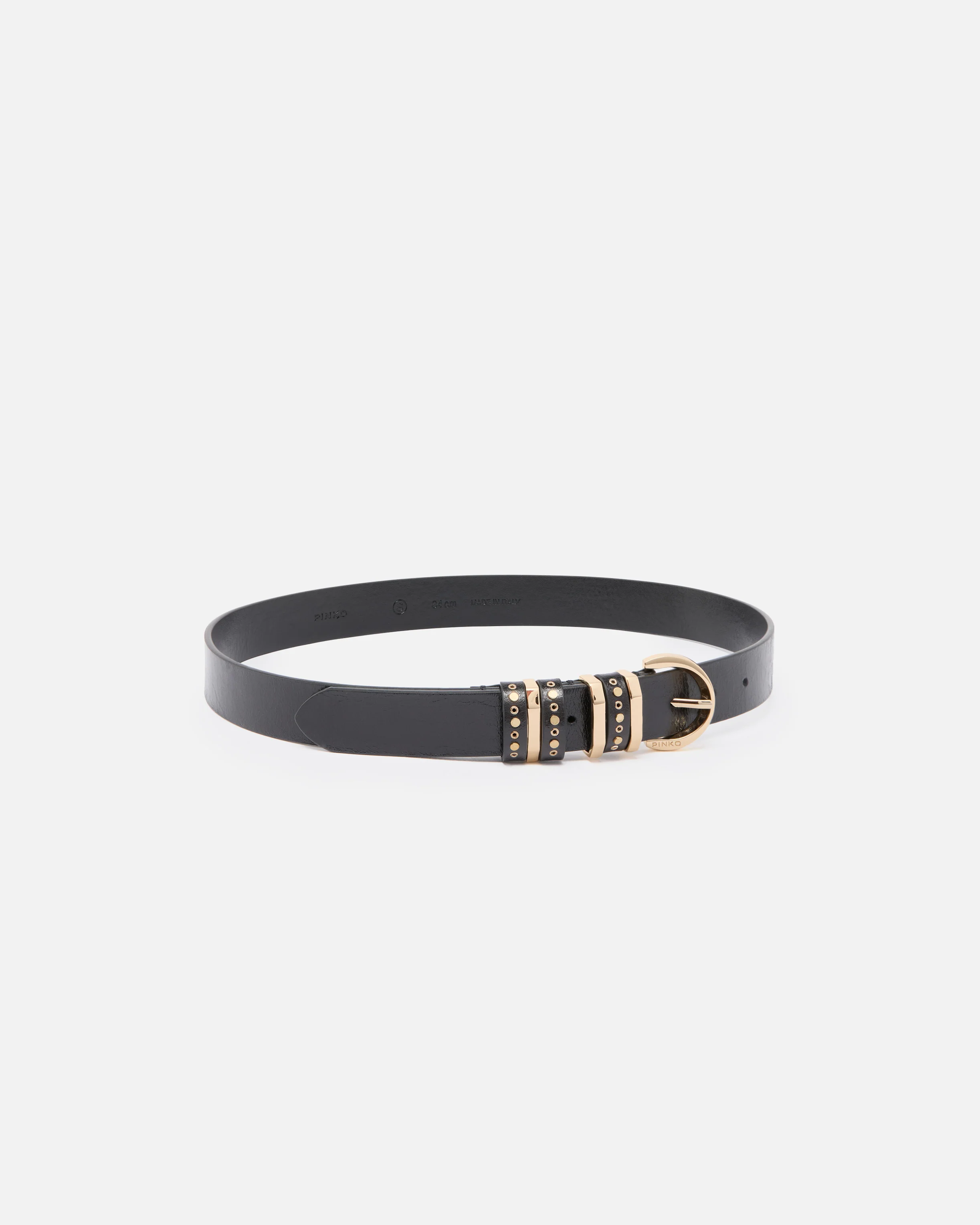 Shiny leather belt with metal loops, 3 cm - Image 2