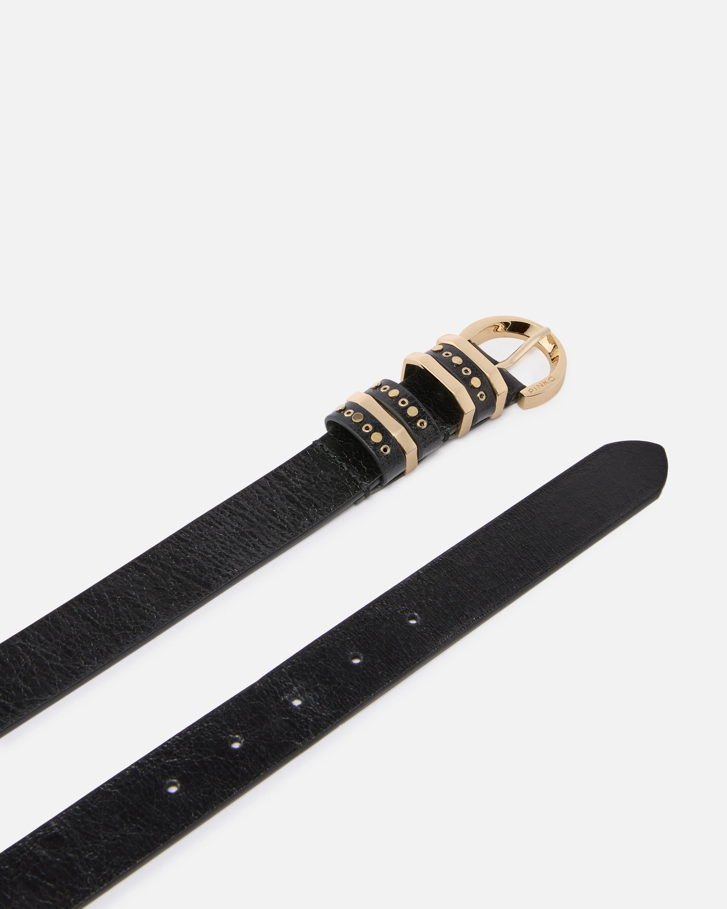 Shiny leather belt with metal loops, 3 cm - Image 3