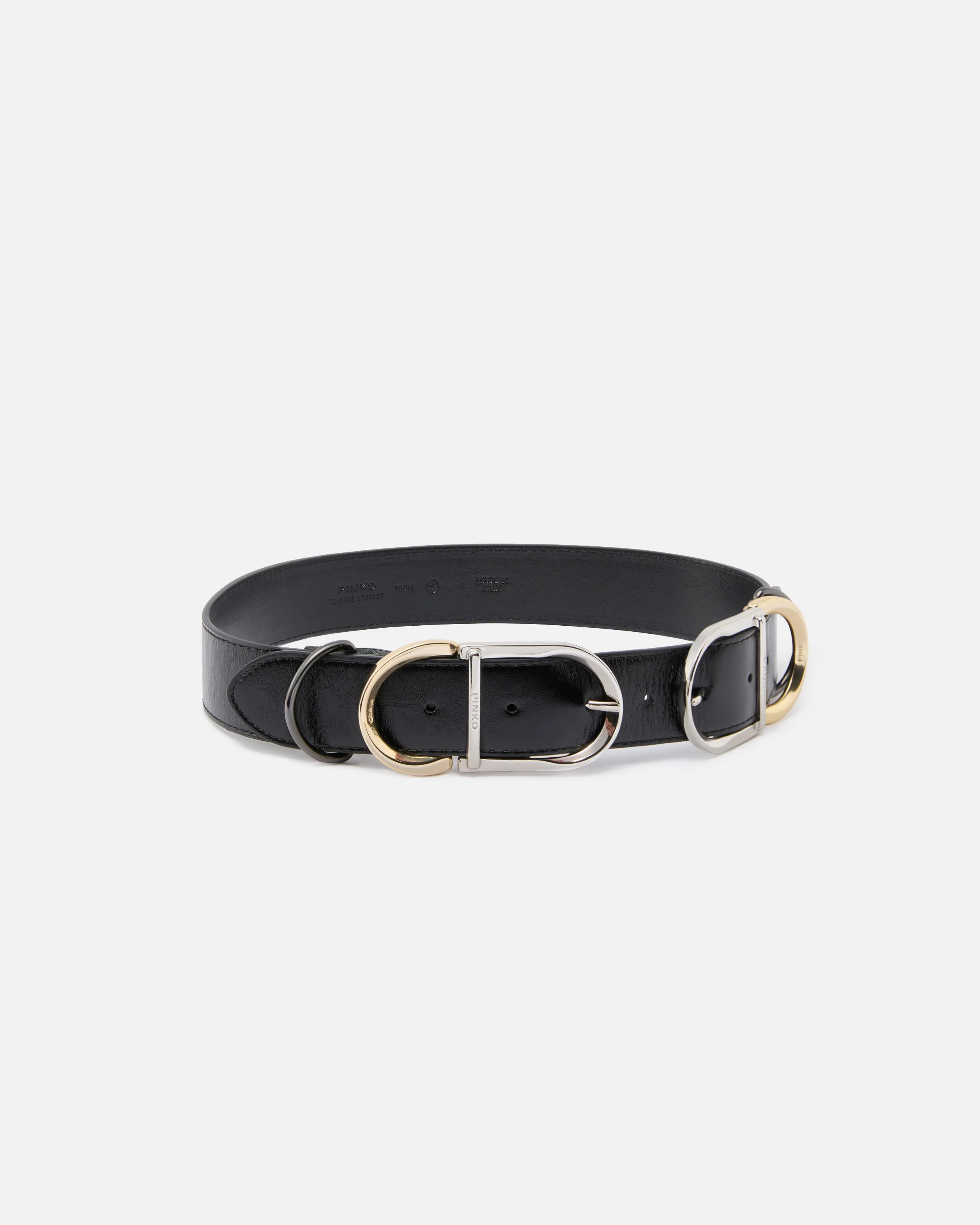 Shiny leather belt with metal loops, 4 cm - Image 2