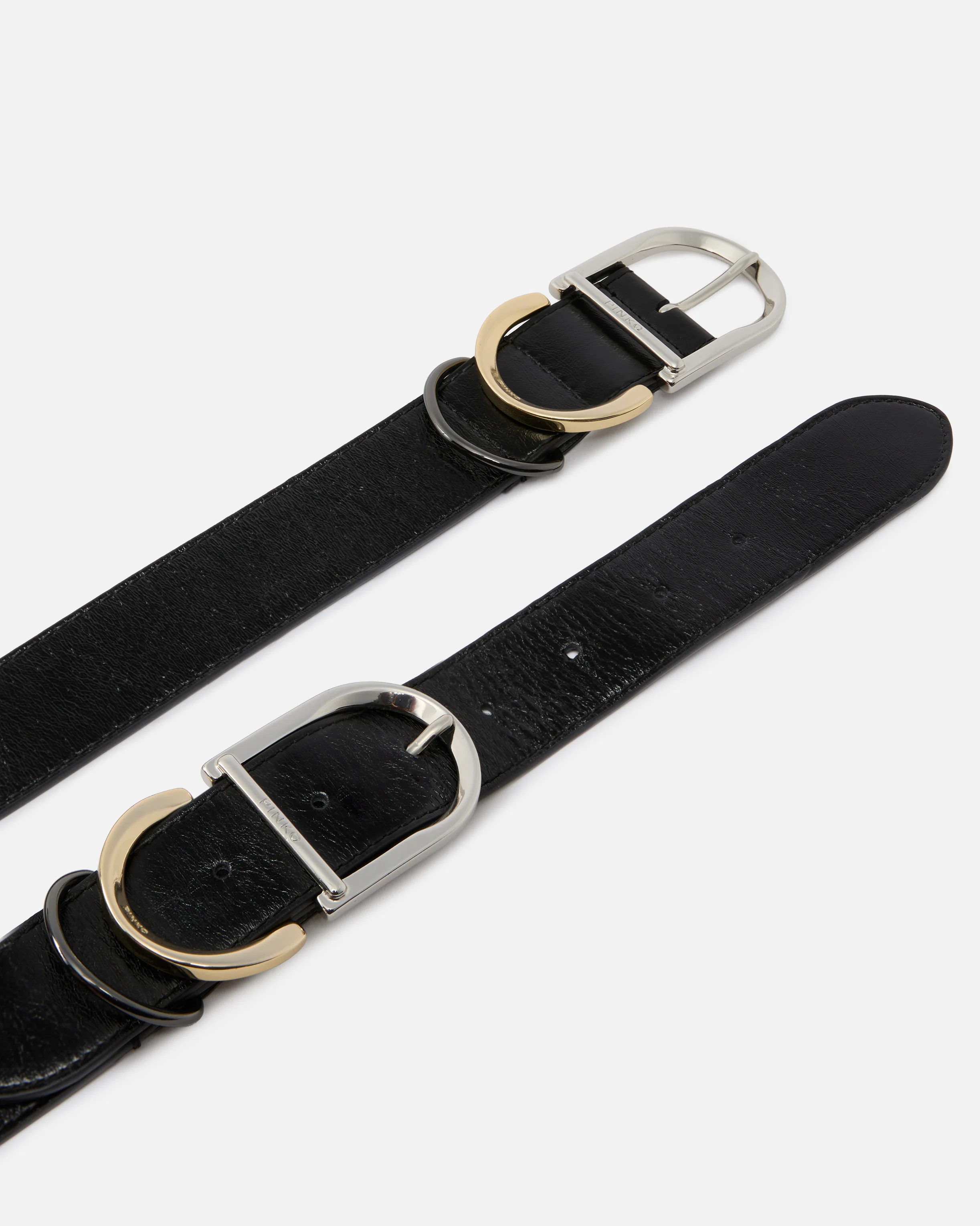 Shiny leather belt with metal loops, 4 cm - Image 3